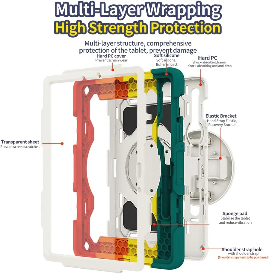کیف تبلت nincyee برای Samsung Galaxy Tab S8/S7 11 اینچ، کیف سیلیکونی رنگین کمانی مقاوم در برابر ضربه برای کودکان با نگهدارنده مداد، بند شانه، پایه تاشو چرخشی، بند دستی کیف تبلت nincyee برای Samsung Galaxy Tab S8/S7 11 اینچ، کیف سیلیکونی رنگین کمانی مقاوم در برابر ضربه برای کودکان با نگهدارنده مداد، بند شانه، پایه تاشو چرخشی، بند دستی