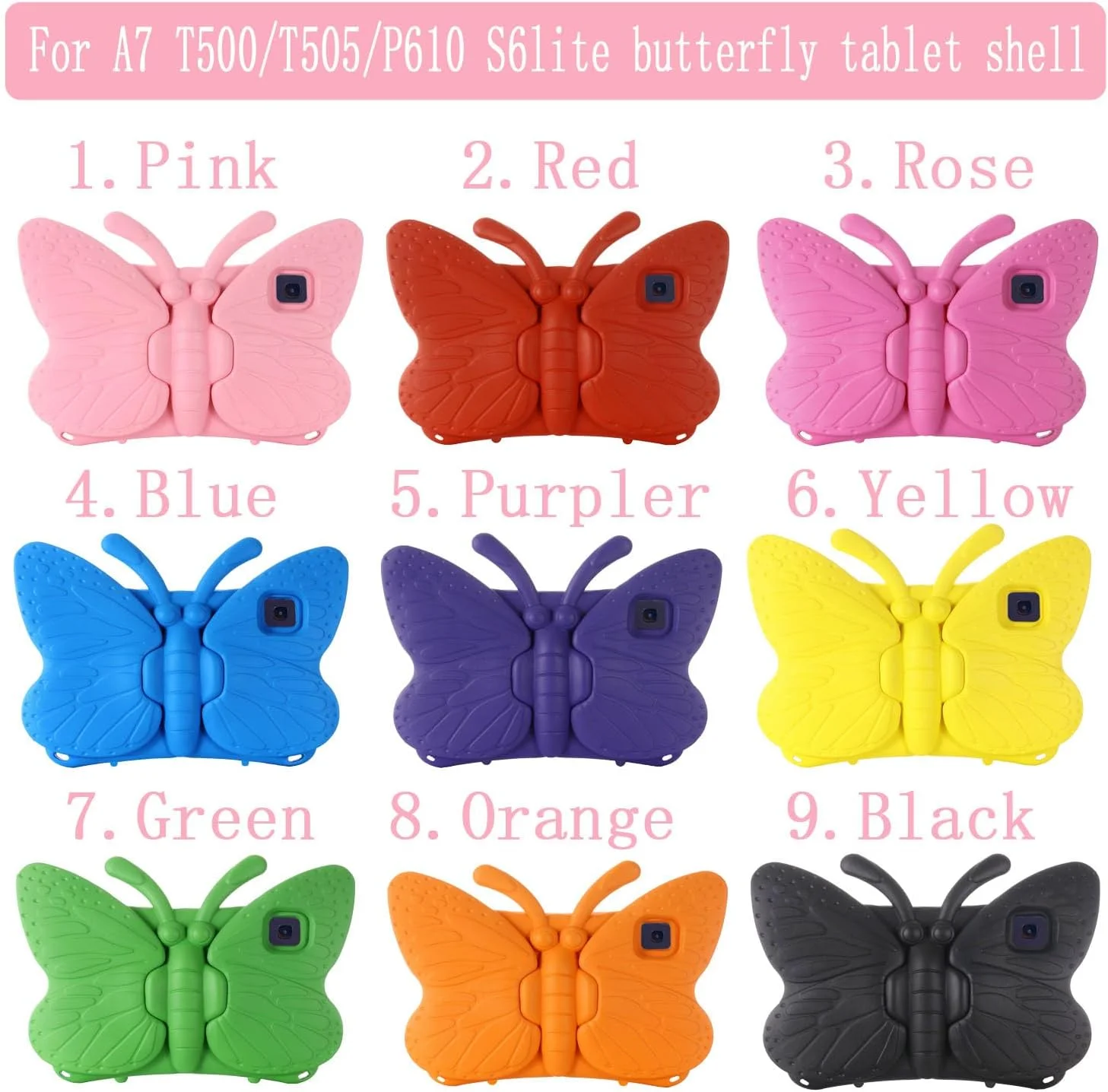 nincyee Kids Tablet Case for Samsung Galaxy Tab A7 10.4" 2020/2022 T505/T509,Eva Heavy Duty Shockproof Cover with Pencil Holder,Folding Kickstand,Butterfly Shape Cartoon Case for Children nincyee Kids Tablet Case for Samsung Galaxy Tab A7 10.4" 2020/2022 T505/T509,Eva Heavy Duty Shockproof Cover with Pencil Holder,Folding Kickstand,Butterfly Shape Cartoon Case for Children