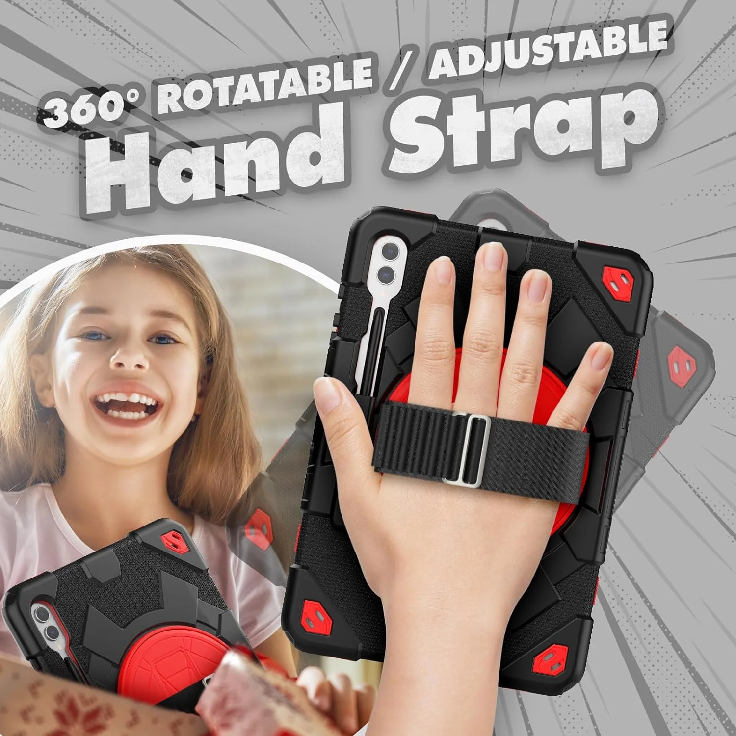 کیف تبلت nincyee برای Samsung Galaxy Tab S9+ 12.4 اینچ 2023، قاب سیلیکونی مقاوم در برابر ضربه طرح عنکبوتی قهرمان رنگین کمانی کودکانه با نگهدارنده مداد، بند شانه، پایه تاشو چرخشی، بند دستی کیف تبلت nincyee برای Samsung Galaxy Tab S9+ 12.4 اینچ 2023، قاب سیلیکونی مقاوم در برابر ضربه طرح عنکبوتی قهرمان رنگین کمانی کودکانه با نگهدارنده مداد، بند شانه، پایه تاشو چرخشی، بند دستی