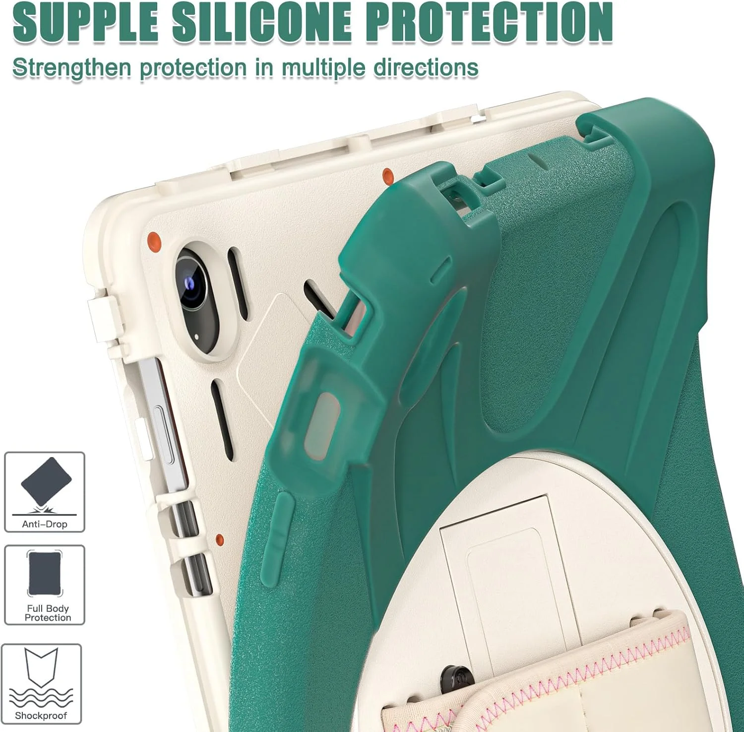 کاور تبلت Gruattreay برای تبلت سامسونگ گلکسی تب S10 FE پلاس 13.1 اینچ 2025، دارای بند چرخشی 360 درجه و استند، کاور سیلیکونی مقاوم در برابر ضربه با بند شانه (آبی تیره) کاور تبلت Gruattreay برای تبلت سامسونگ گلکسی تب S10 FE پلاس 13.1 اینچ 2025، دارای بند چرخشی 360 درجه و استند، کاور سیلیکونی مقاوم در برابر ضربه با بند شانه (آبی تیره)