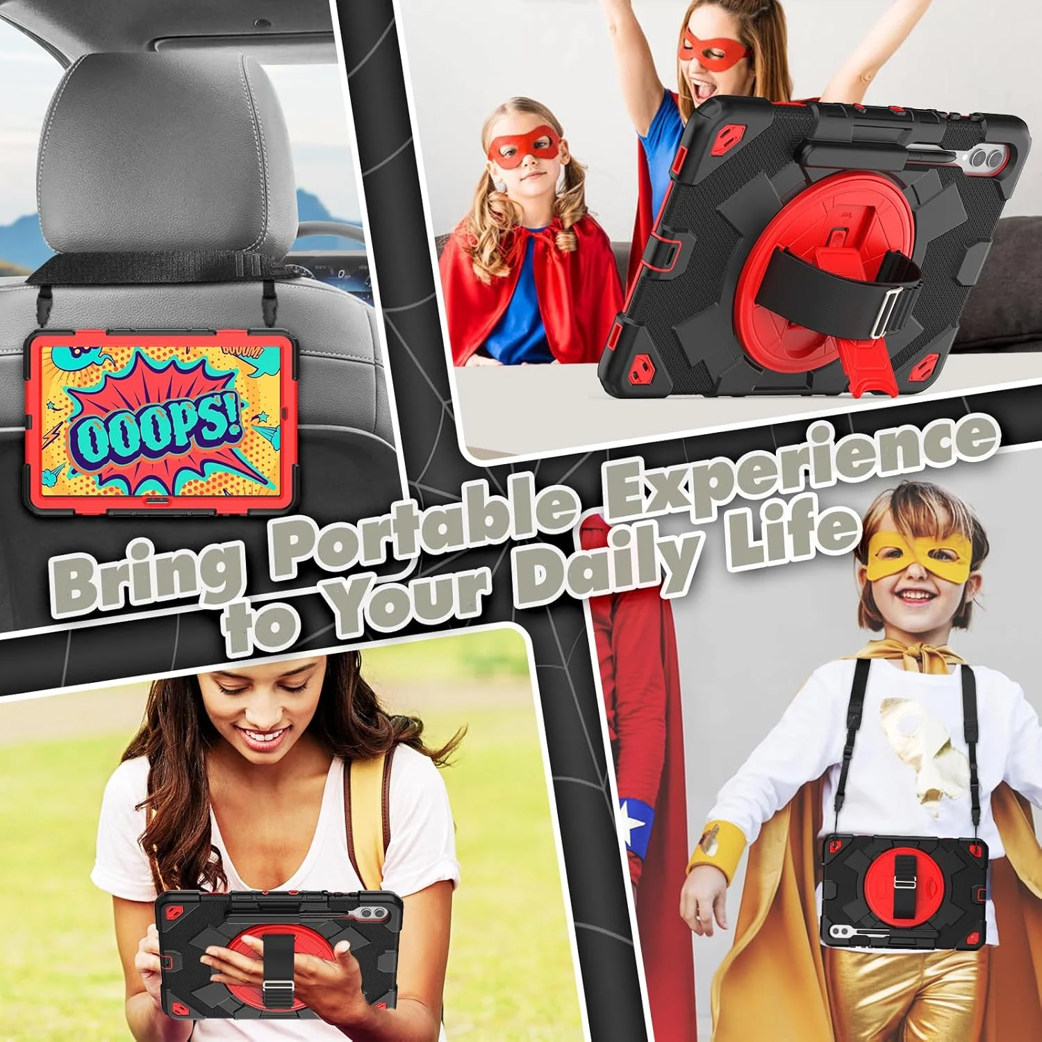 کیف تبلت nincyee برای Samsung Galaxy Tab S9+ 12.4 اینچ 2023، قاب سیلیکونی مقاوم در برابر ضربه طرح عنکبوتی قهرمان رنگین کمانی کودکانه با نگهدارنده مداد، بند شانه، پایه تاشو چرخشی، بند دستی کیف تبلت nincyee برای Samsung Galaxy Tab S9+ 12.4 اینچ 2023، قاب سیلیکونی مقاوم در برابر ضربه طرح عنکبوتی قهرمان رنگین کمانی کودکانه با نگهدارنده مداد، بند شانه، پایه تاشو چرخشی، بند دستی