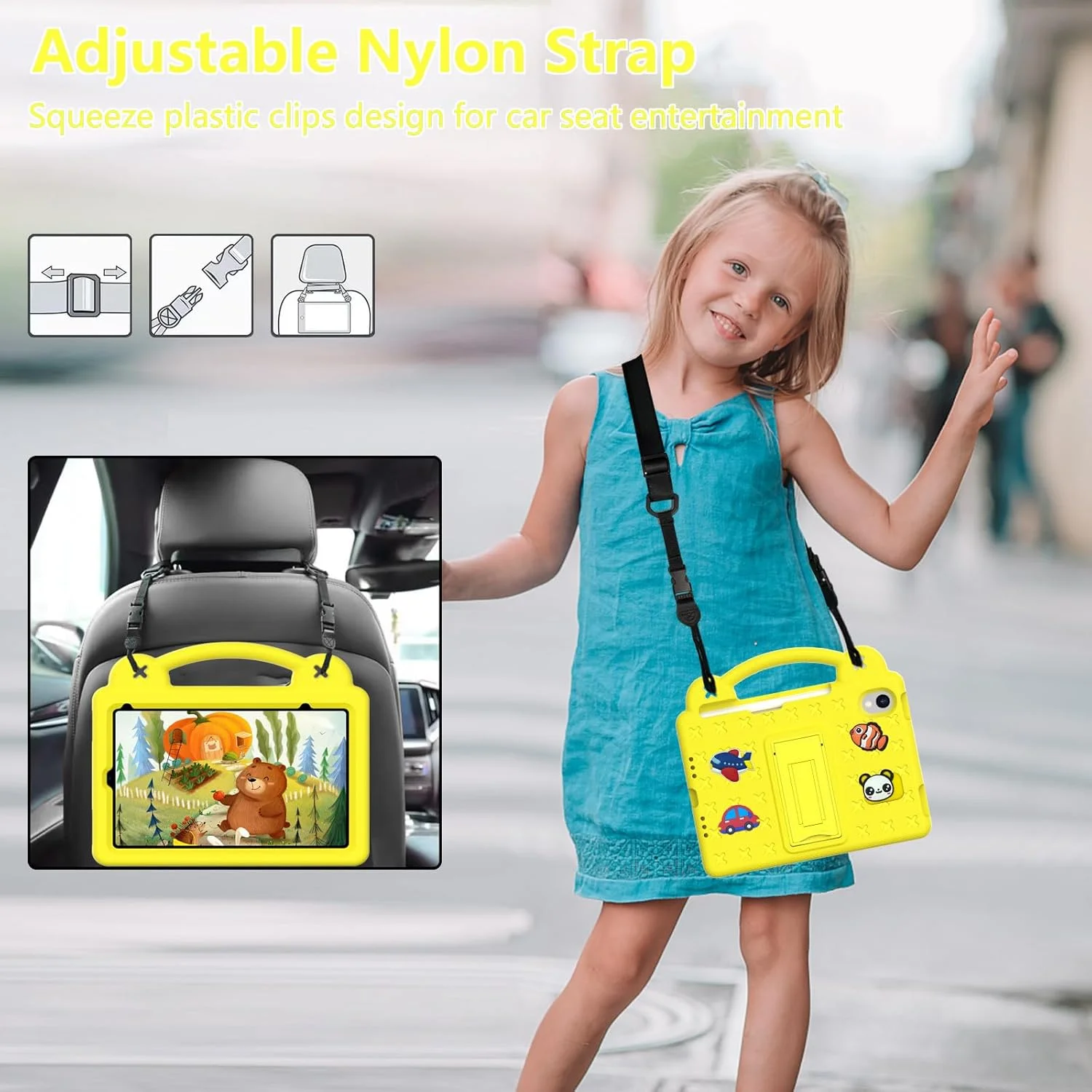 کیف تبلت کودکانه nincyee برای Samsung Galaxy Tab A9 8.7 اینچ 2023 X110/X115/X117، کاور مقاوم در برابر ضربه EVA با پایه تاشو، کیف کارتونی خرس کوچولو با بند شانه برای کودکان کیف تبلت کودکانه nincyee برای Samsung Galaxy Tab A9 8.7 اینچ 2023 X110/X115/X117، کاور مقاوم در برابر ضربه EVA با پایه تاشو، کیف کارتونی خرس کوچولو با بند شانه برای کودکان