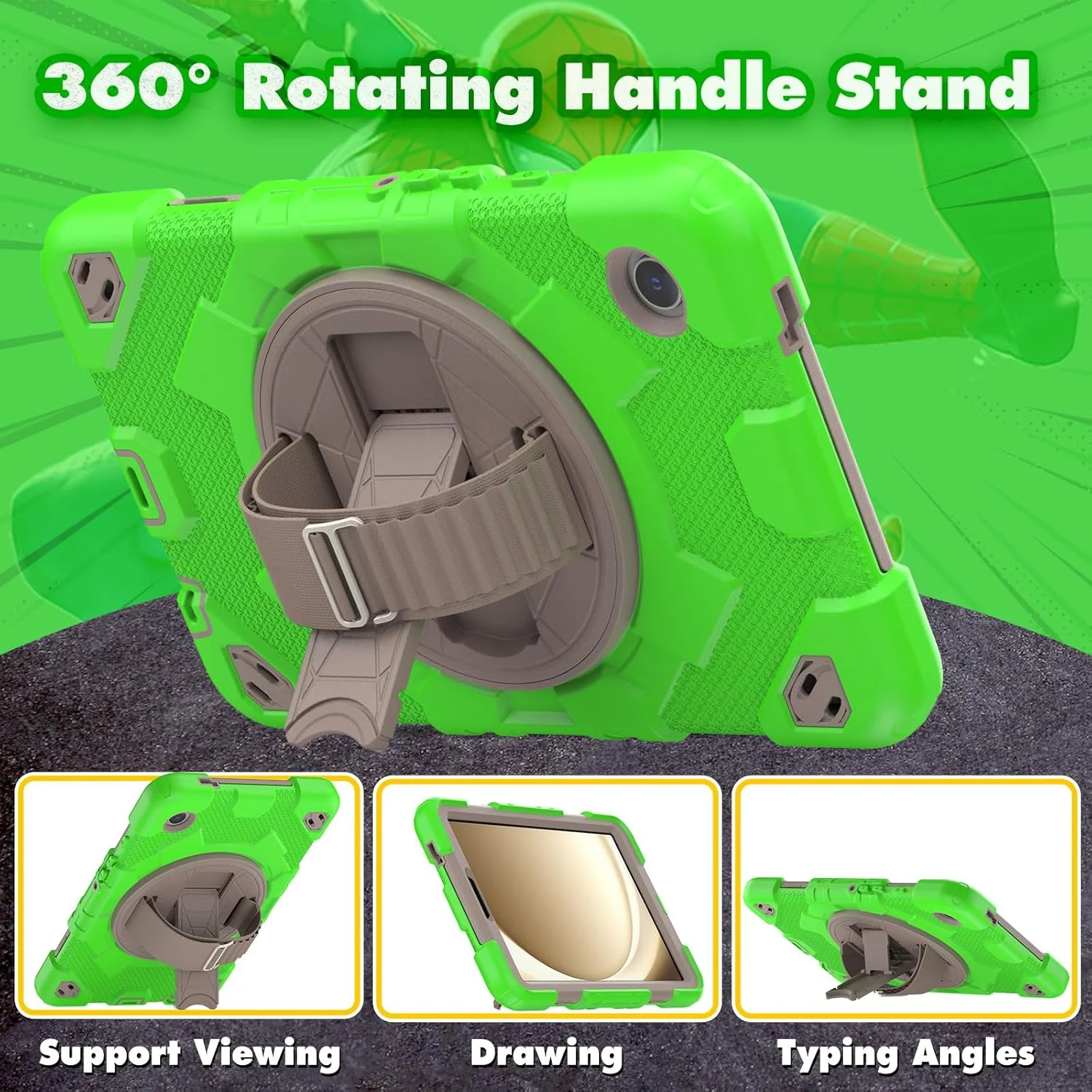 کیف تبلت nincyee برای سامسونگ گلکسی تب A9 8.7 اینچ 2023، کیف سیلیکونی ضد ضربه و مقاوم قهرمان عنکبوتی رنگین کمانی برای کودکان با نگهدارنده قلم، بند شانه، پایه تاشو چرخشی، بند دستی کیف تبلت nincyee برای سامسونگ گلکسی تب A9 8.7 اینچ 2023، کیف سیلیکونی ضد ضربه و مقاوم قهرمان عنکبوتی رنگین کمانی برای کودکان با نگهدارنده قلم، بند شانه، پایه تاشو چرخشی، بند دستی