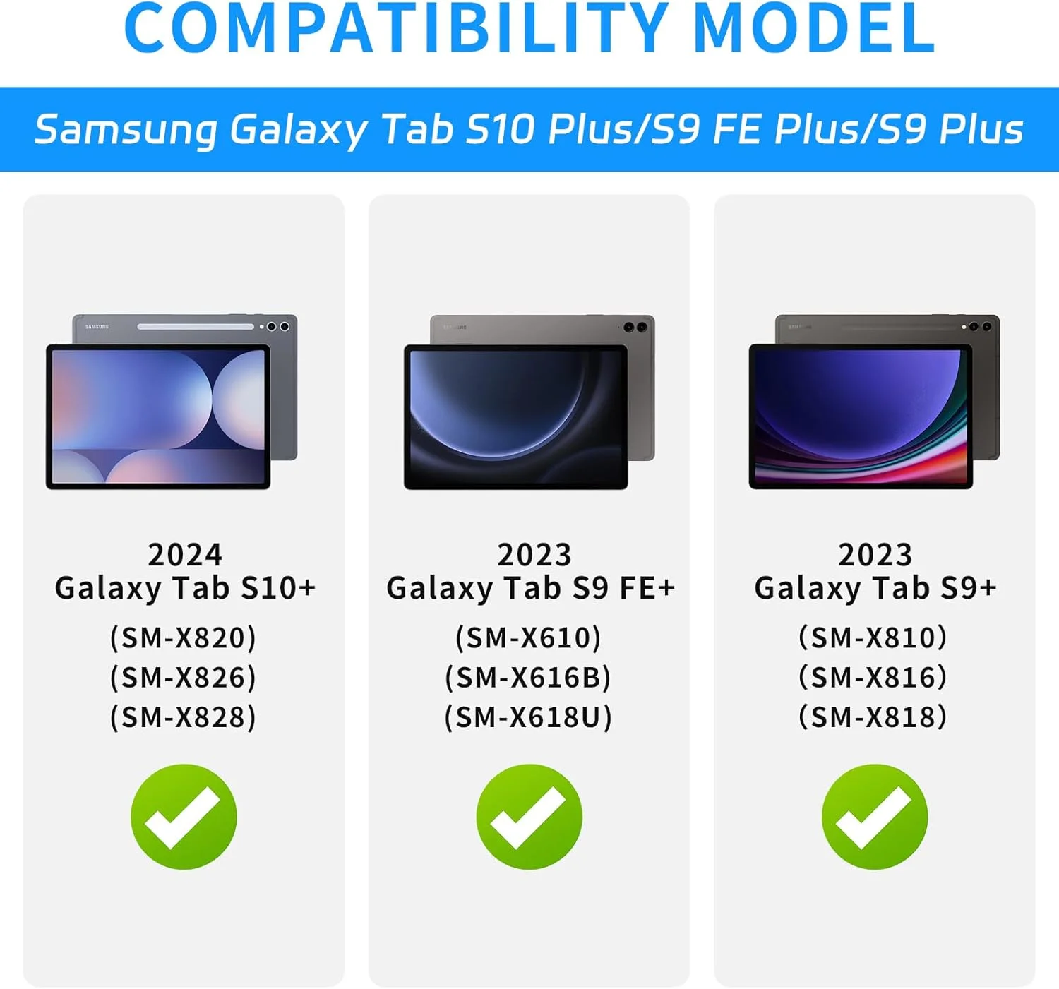 کیف BILLISGOVA برای تبلت سامسونگ گلکسی تب S10 پلاس/ S9 FE پلاس/ S9 پلاس با جای قلم و پایه دسته دار، محافظ فوق العاده جدید کودکانه برای تبلت 12.4 اینچی 5G سامسونگ 2024/2023 - آبی