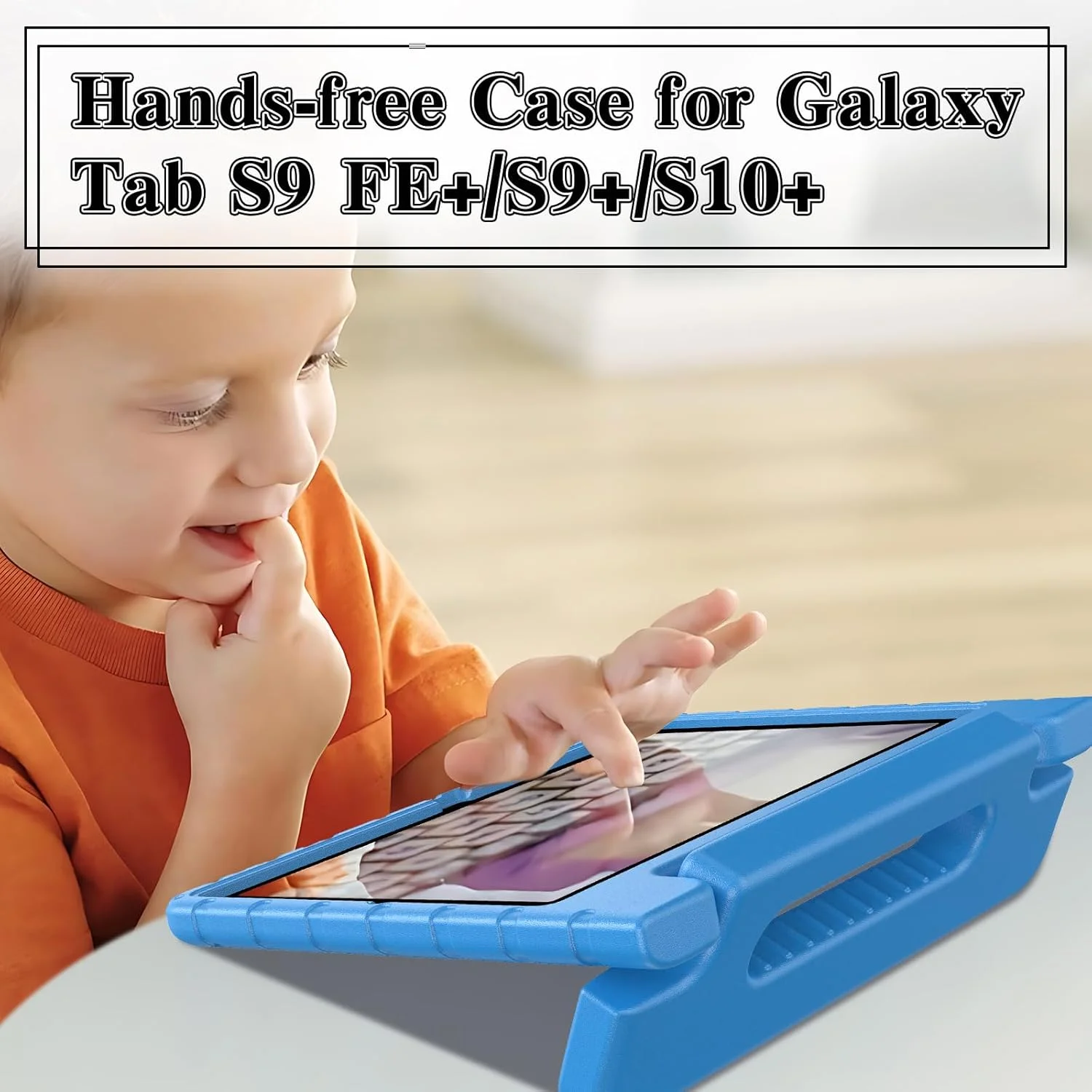 کیف BILLISGOVA برای تبلت سامسونگ گلکسی تب S10 پلاس/ S9 FE پلاس/ S9 پلاس با جای قلم و پایه دسته دار، محافظ فوق العاده جدید کودکانه برای تبلت 12.4 اینچی 5G سامسونگ 2024/2023 - آبی
