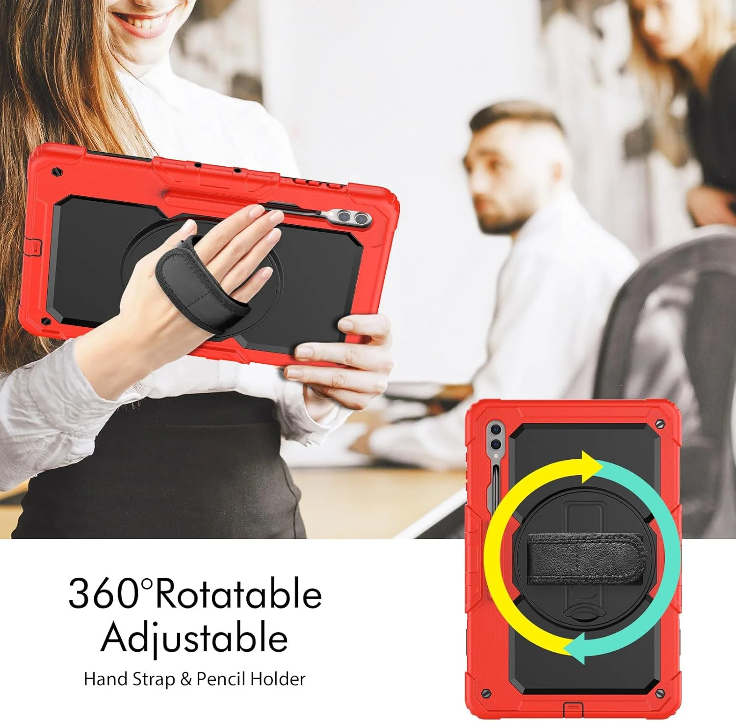 کیف محافظ تبلت سنگین نینسی برای سامسونگ گلکسی تب S9 Ultra 14.6 اینچ، کاور سیلیکونی رنگین کمانی ضد ضربه 3 در 1 با نگهدارنده قلم، بند شانه، بند دستی، پایه تاشو کیف محافظ تبلت سنگین نینسی برای سامسونگ گلکسی تب S9 Ultra 14.6 اینچ، کاور سیلیکونی رنگین کمانی ضد ضربه 3 در 1 با نگهدارنده قلم، بند شانه، بند دستی، پایه تاشو