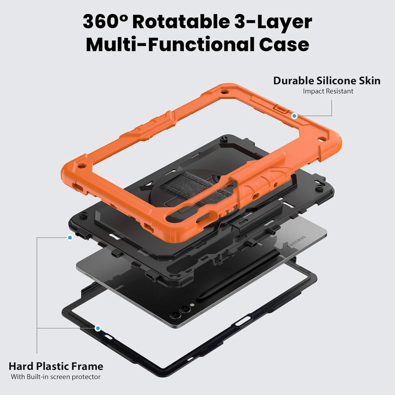 کیف محافظ تبلت سنگین نینسی برای سامسونگ گلکسی تب S9+ پلاس 12.4 اینچ، کاور سیلیکونی رنگین کمانی ضد ضربه 3 در 1 با نگهدارنده مداد، بند شانه، بند دستی، پایه تاشو کیف محافظ تبلت سنگین نینسی برای سامسونگ گلکسی تب S9+ پلاس 12.4 اینچ، کاور سیلیکونی رنگین کمانی ضد ضربه 3 در 1 با نگهدارنده مداد، بند شانه، بند دستی، پایه تاشو