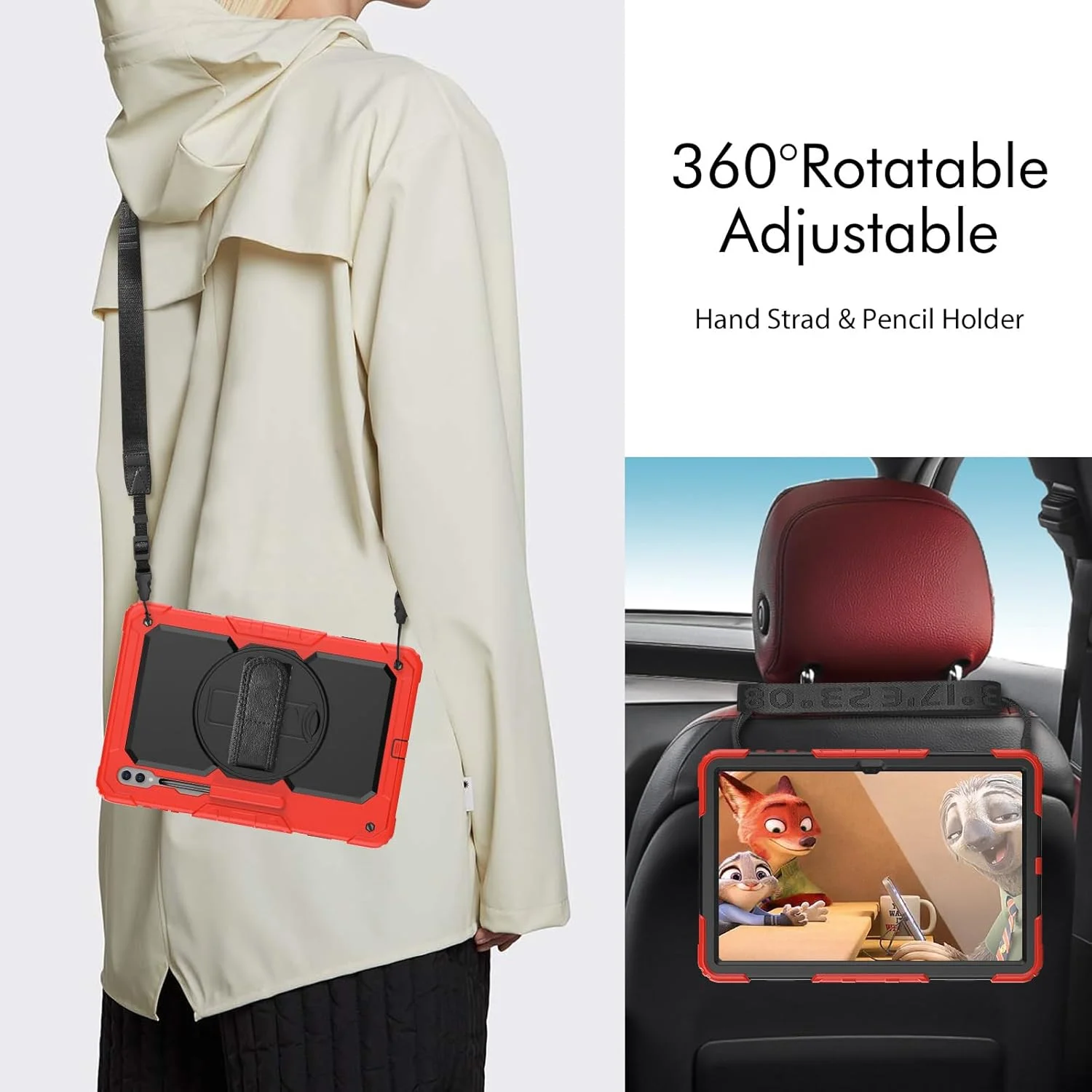 کیف محافظ تبلت سنگین نینسی برای سامسونگ گلکسی تب S9 Ultra 14.6 اینچ، کاور سیلیکونی رنگین کمانی ضد ضربه 3 در 1 با نگهدارنده قلم، بند شانه، بند دستی، پایه تاشو کیف محافظ تبلت سنگین نینسی برای سامسونگ گلکسی تب S9 Ultra 14.6 اینچ، کاور سیلیکونی رنگین کمانی ضد ضربه 3 در 1 با نگهدارنده قلم، بند شانه، بند دستی، پایه تاشو