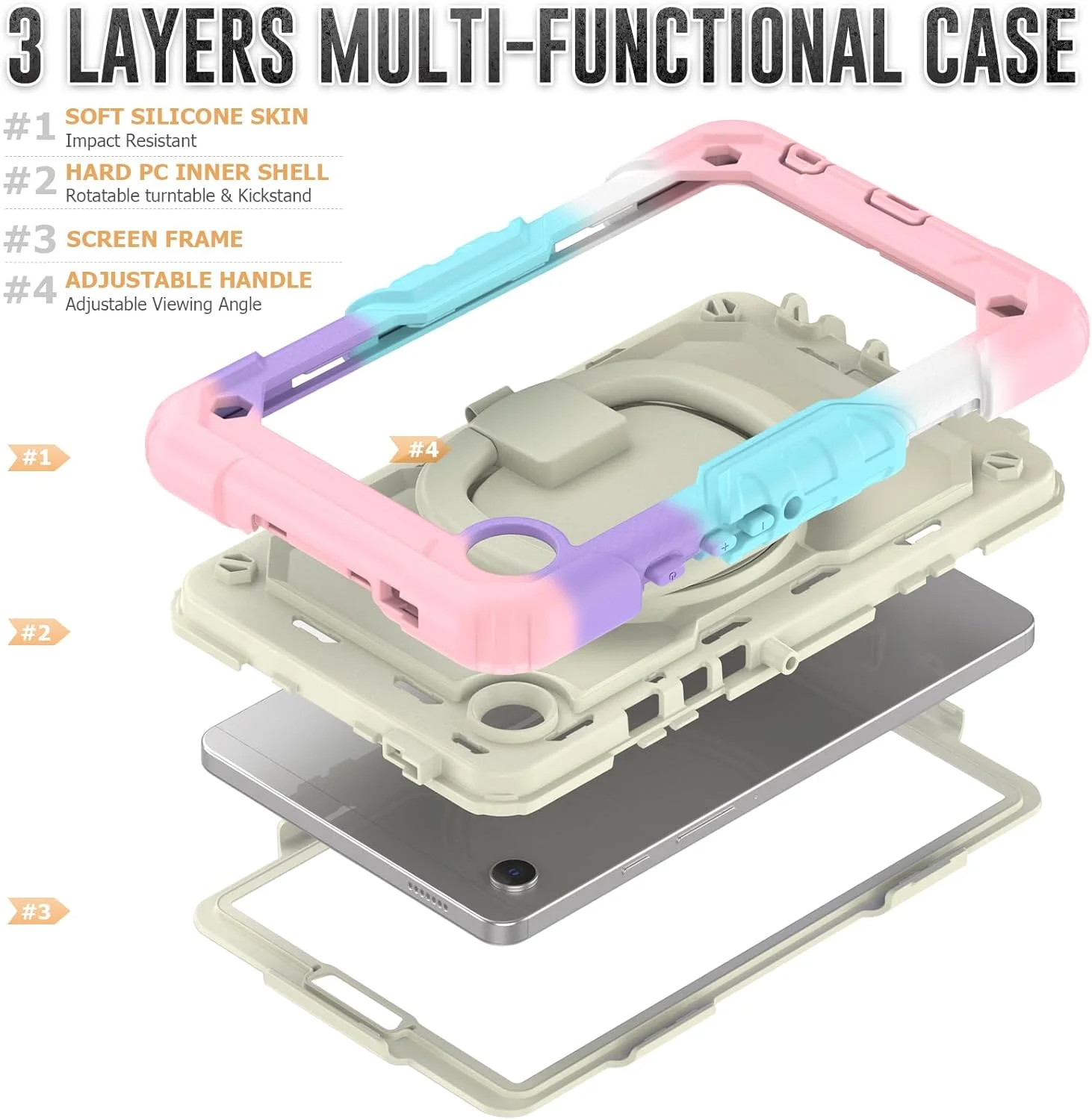 کیف محافظ تبلت مقاوم Nincyee برای Samsung Galaxy Tab A9 8.7 اینچ 2023، کاور سیلیکونی ضد ضربه 3 در 1 با نگهدارنده قلم، بند شانه، پایه تاشو نامرئی کیف محافظ تبلت مقاوم Nincyee برای Samsung Galaxy Tab A9 8.7 اینچ 2023، کاور سیلیکونی ضد ضربه 3 در 1 با نگهدارنده قلم، بند شانه، پایه تاشو نامرئی
