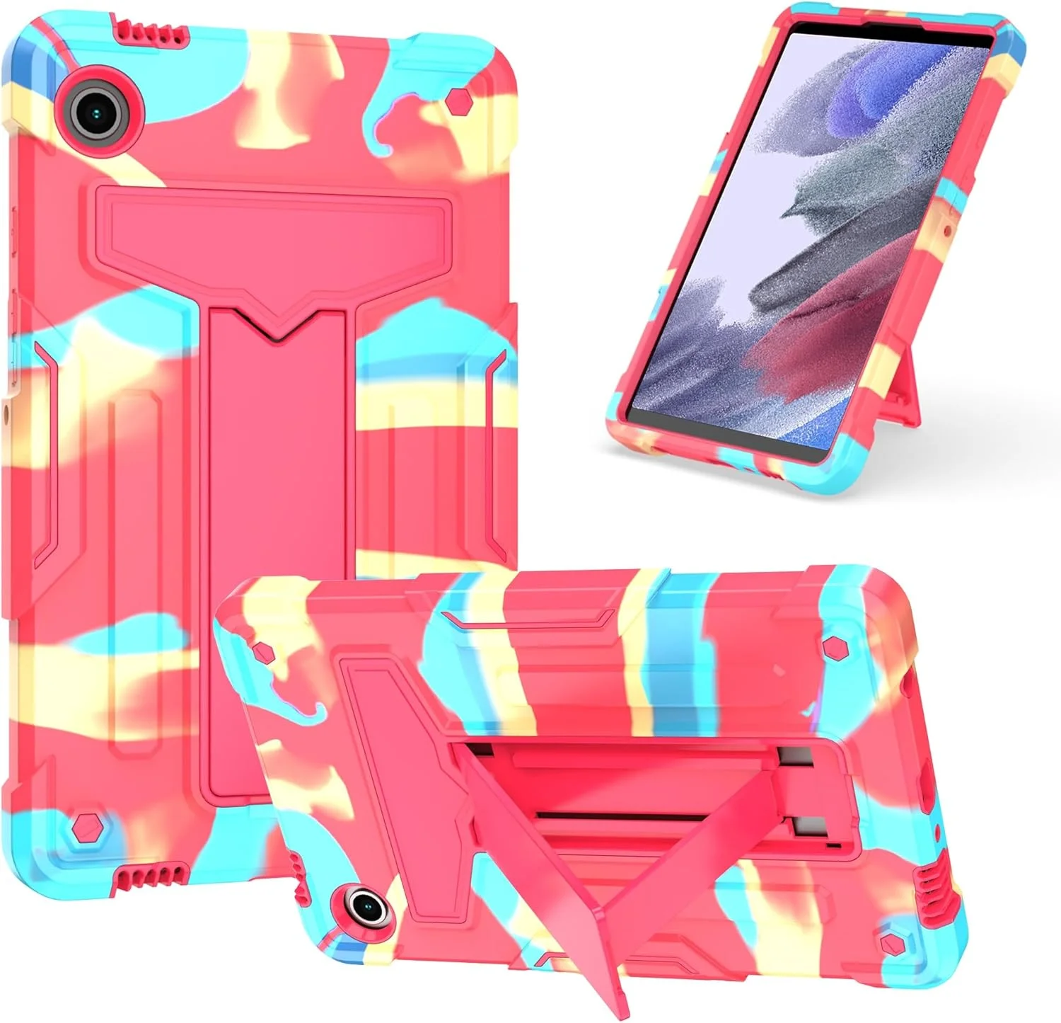 کاور تبلت سازگار با تبلت سامسونگ گلکسی تب A9 8.7 اینچ 2023 مدل SM-X110/X115، دارای پایه و بدنه سه لایه هیبریدی، کاور مقاوم در برابر ضربه و محافظت در برابر افتادن، مناسب برای تبلت در منزل (رنگ رز رنگین کمانی) کاور تبلت سازگار با تبلت سامسونگ گلکسی تب A9 8.7 اینچ 2023 مدل SM-X110/X115، دارای پایه و بدنه سه لایه هیبریدی، کاور مقاوم در برابر ضربه و محافظت در برابر افتادن، مناسب برای تبلت در منزل (رنگ رز رنگین کمانی)