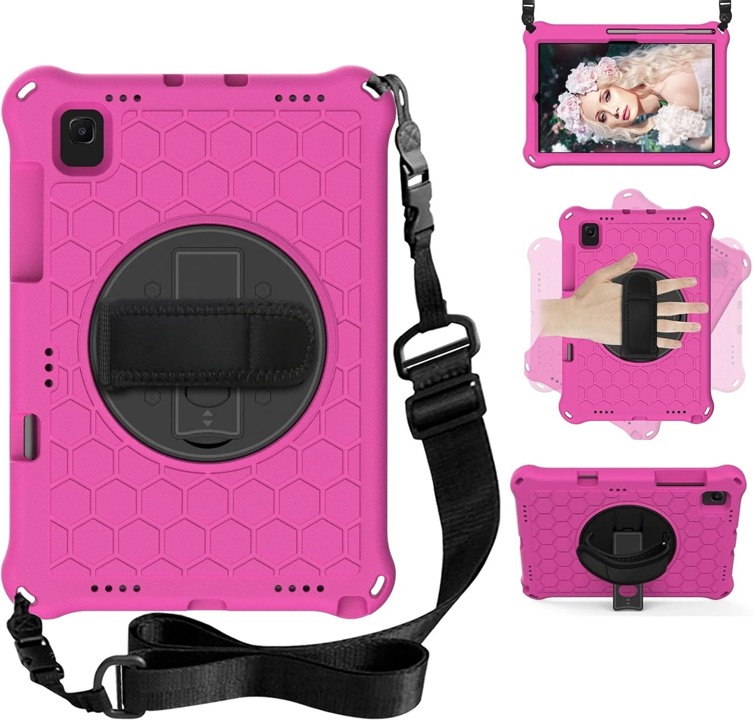 کیف تبلت مناسب برای Samsung Galaxy Tab A7 10.4 2022/2020 SM-T509 SM-T500/T505، کیف محافظ EVA مقاوم در برابر ضربه با پایه چرخان 360 درجه، دستگیره دستی، بند شانه کیف تبلت مناسب برای Samsung Galaxy Tab A7 10.4 2022/2020 SM-T509 SM-T500/T505، کیف محافظ EVA مقاوم در برابر ضربه با پایه چرخان 360 درجه، دستگیره دستی، بند شانه