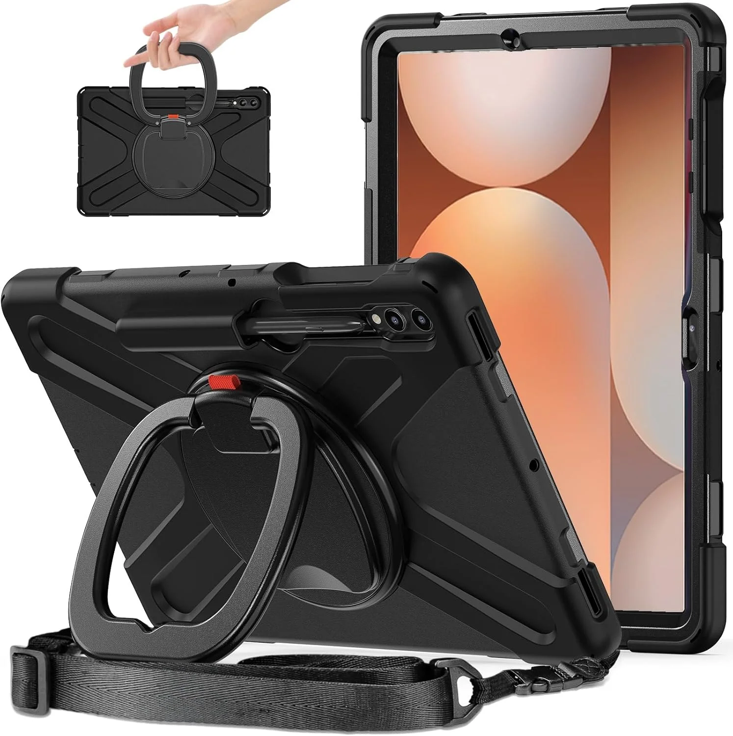 کاور محافظ تبلت سازگار با تبلت سامسونگ گلکسی تب S10+ پلاس 12.4 اینچی مدل 2024: SM-X820/ X826B/ X828U، کاور مقاوم در برابر ضربه با پایه چرخان 360 درجه، بند دستی/شانه، تبلت سنگین کاور محافظ تبلت سازگار با تبلت سامسونگ گلکسی تب S10+ پلاس 12.4 اینچی مدل 2024: SM-X820/ X826B/ X828U، کاور مقاوم در برابر ضربه با پایه چرخان 360 درجه، بند دستی/شانه، تبلت سنگین