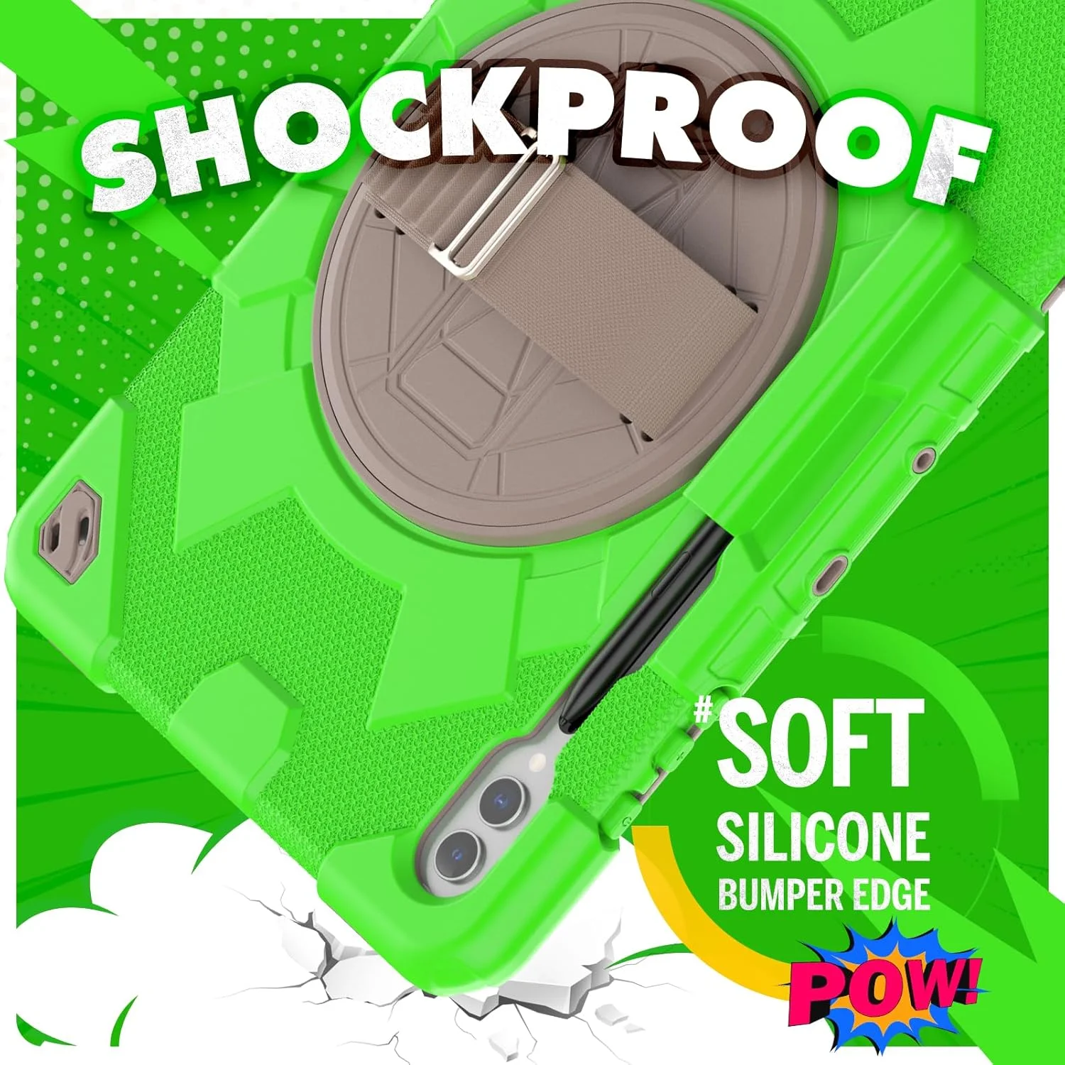 کیف تبلت nincyee برای Samsung Galaxy Tab S9+ 12.4 اینچ 2023، قاب سیلیکونی رنگین کمانی طرح قهرمان عنکبوتی مقاوم در برابر ضربه برای کودکان با نگهدارنده قلم، بند شانه، پایه تاشو چرخشی، بند دستی