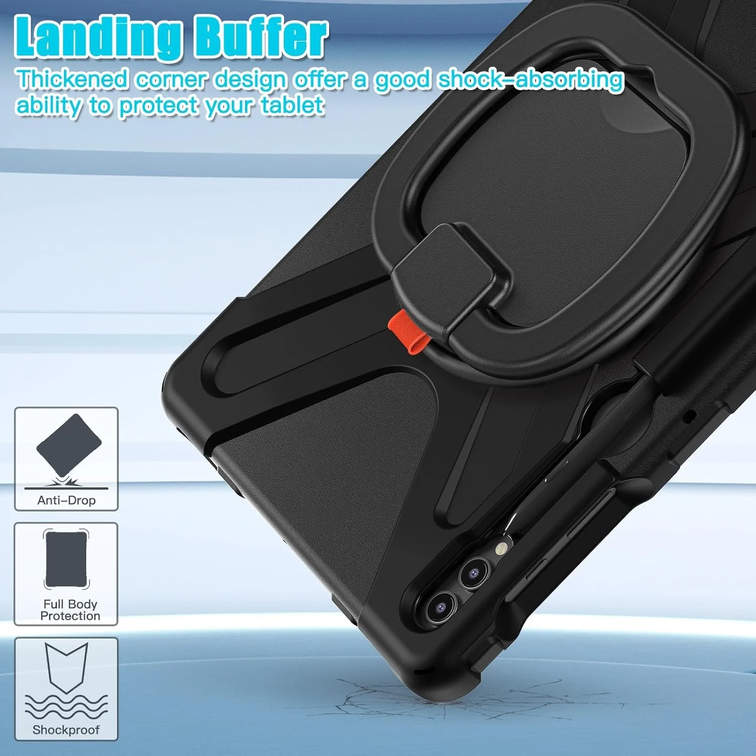 کاور محافظ تبلت سازگار با تبلت سامسونگ گلکسی تب S10+ پلاس 12.4 اینچی مدل 2024: SM-X820/ X826B/ X828U، کاور مقاوم در برابر ضربه با پایه چرخان 360 درجه، بند دستی/شانه، تبلت سنگین کاور محافظ تبلت سازگار با تبلت سامسونگ گلکسی تب S10+ پلاس 12.4 اینچی مدل 2024: SM-X820/ X826B/ X828U، کاور مقاوم در برابر ضربه با پایه چرخان 360 درجه، بند دستی/شانه، تبلت سنگین