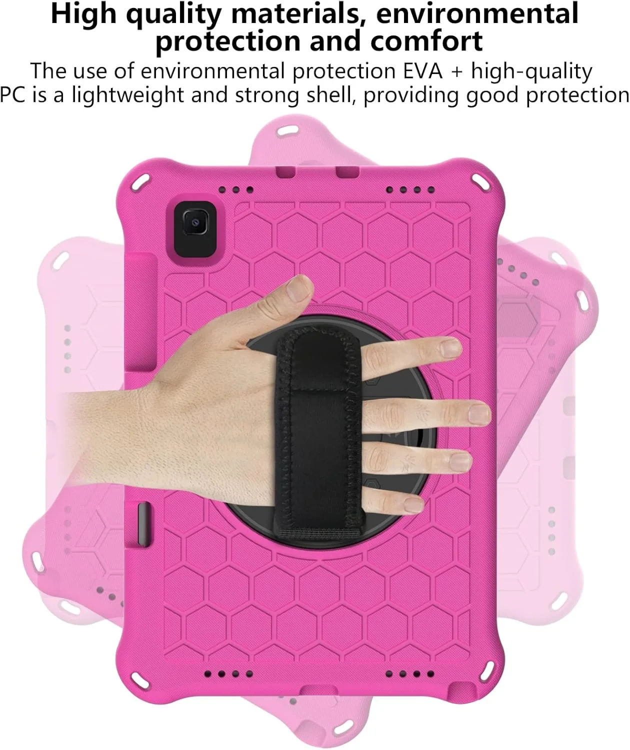 کیف محافظ تبلت مناسب برای تبلت سامسونگ گلکسی تب A7 10.4 2022/2020 SM-T509 SM-T500/T505، کیف محافظ EVA مقاوم در برابر ضربه با پایه چرخان 360 درجه، دستگیره و بند شانه