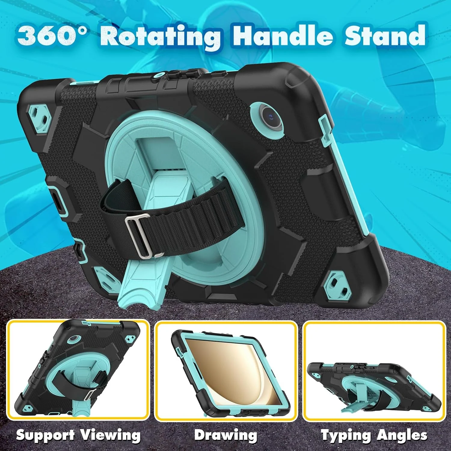 کیف تبلت nincyee برای Samsung Galaxy Tab A9 8.7 اینچ 2023، قاب سیلیکونی عنکبوتی رنگارنگ و مقاوم برای کودکان با جای قلم، بند شانه، بند دستی چرخان 360 درجه و پایه تاشو کیف تبلت nincyee برای Samsung Galaxy Tab A9 8.7 اینچ 2023، قاب سیلیکونی عنکبوتی رنگارنگ و مقاوم برای کودکان با جای قلم، بند شانه، بند دستی چرخان 360 درجه و پایه تاشو