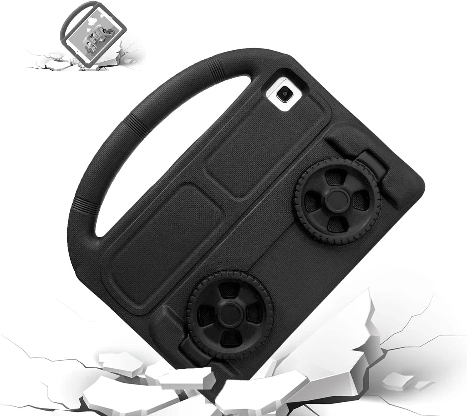 کیف تبلت کودکانه nincyee برای Samsung Galaxy Tab S6 10.5 اینچ 2019 T860/T865، کاور مقاوم در برابر ضربه EVA با دسته، کیف پایه تاشو با طرح چرخ ماشین برای کودکان