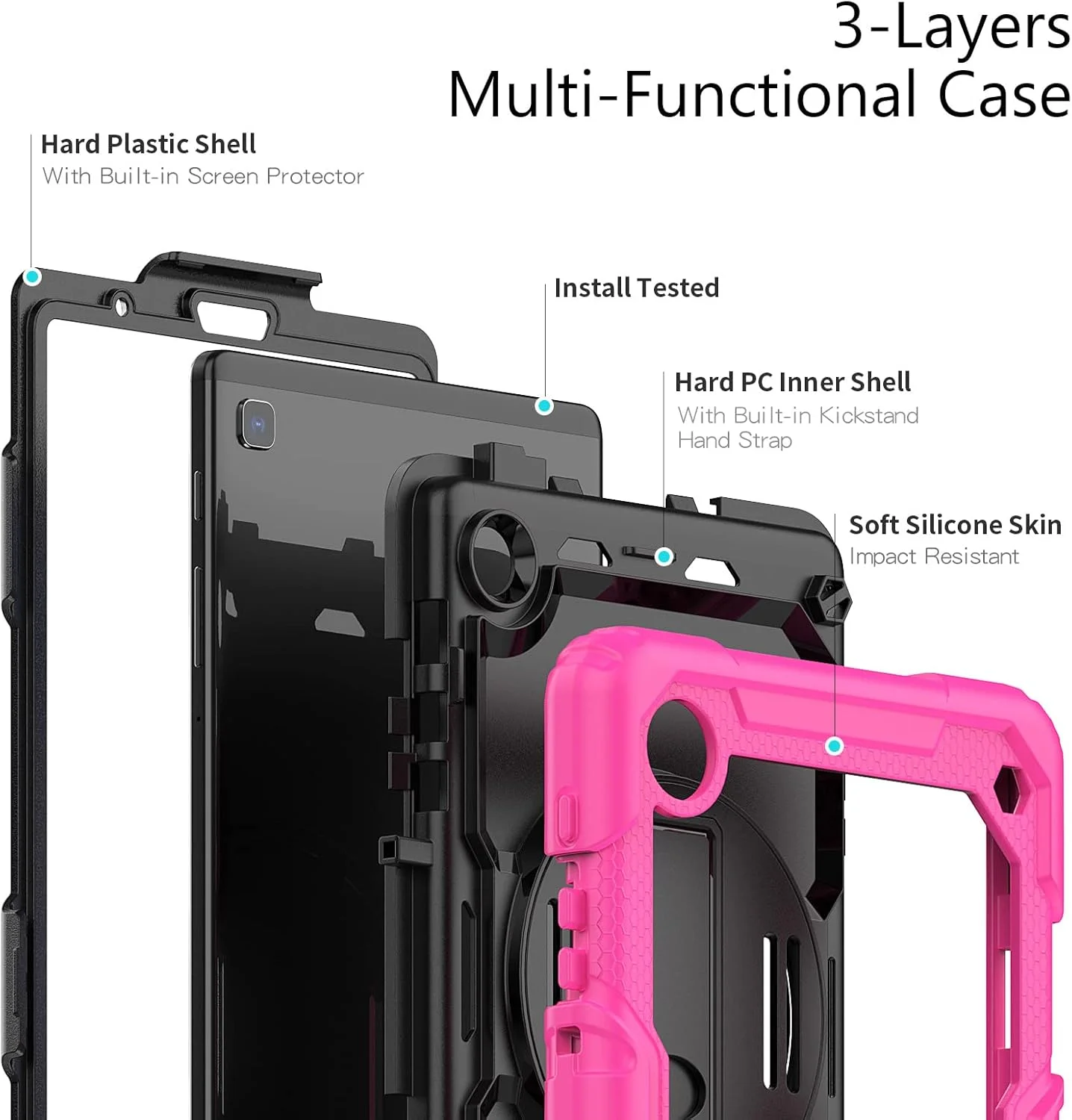 کیف محافظ تبلت سنگین نینسی برای سامسونگ گلکسی تب A7 لایت 8.7 اینچ 2021، کاور سیلیکونی ضد ضربه رنگین کمانی 3 در 1 با نگهدارنده مداد، بند شانه، بند دستی، پایه تاشو کیف محافظ تبلت سنگین نینسی برای سامسونگ گلکسی تب A7 لایت 8.7 اینچ 2021، کاور سیلیکونی ضد ضربه رنگین کمانی 3 در 1 با نگهدارنده مداد، بند شانه، بند دستی، پایه تاشو