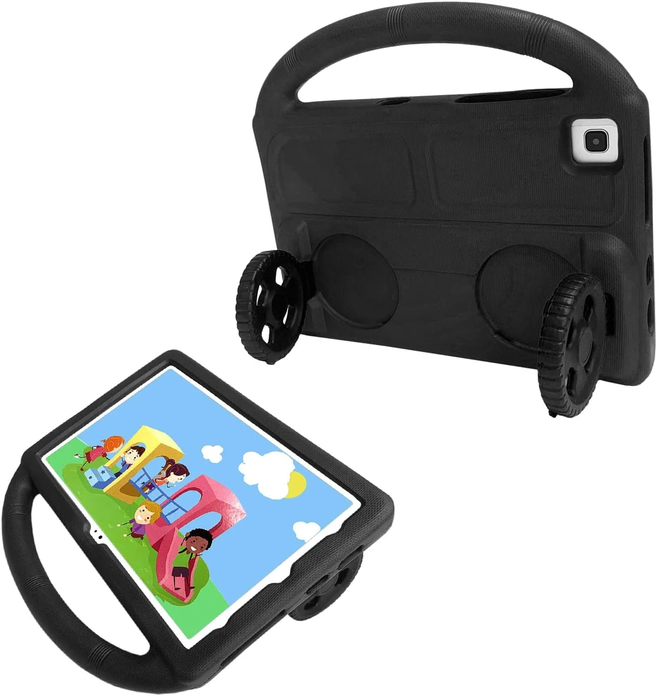 کیف تبلت کودکانه nincyee برای Samsung Galaxy Tab S6 10.5 اینچ 2019 T860/T865، کاور مقاوم در برابر ضربه EVA با دسته، کیف پایه تاشو با طرح چرخ ماشین برای کودکان