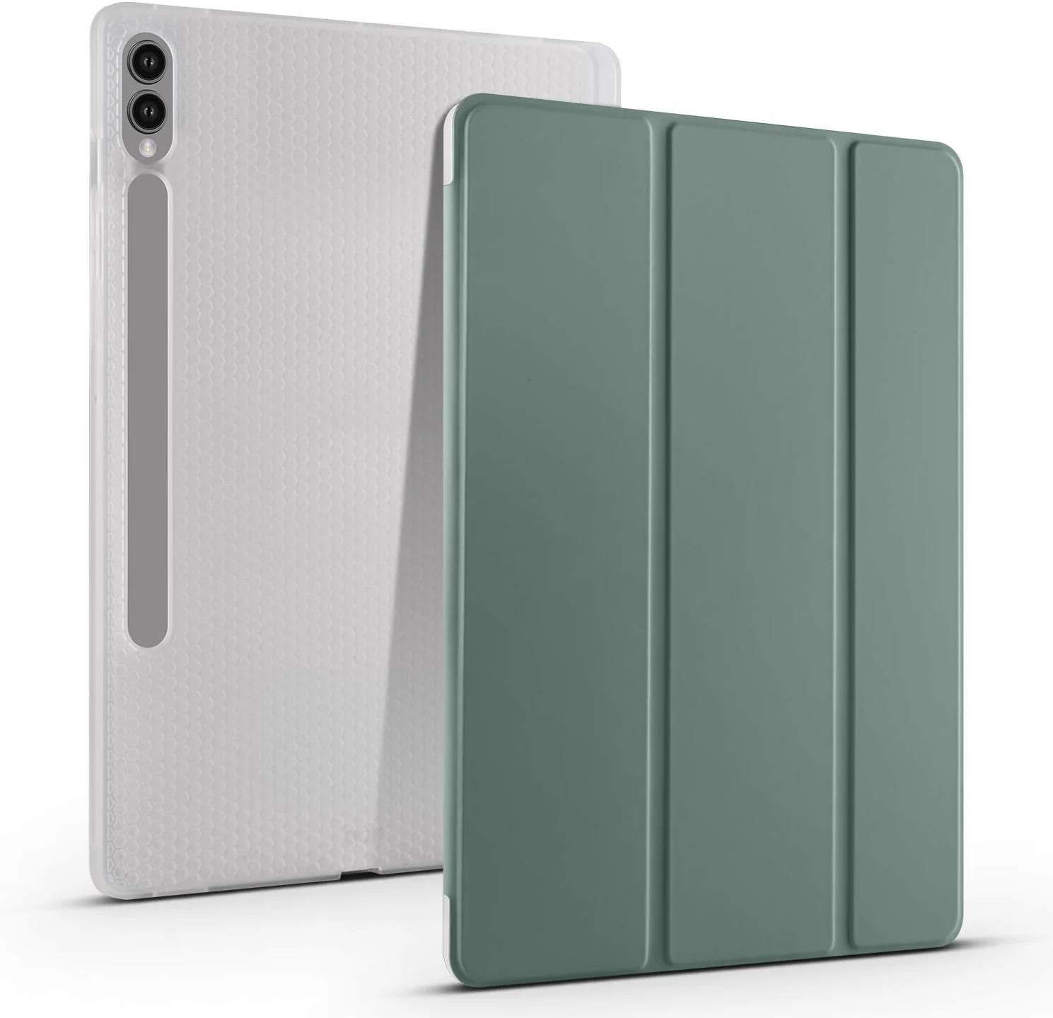 کاور شفاف تبلت سازگار با تبلت سامسونگ گلکسی تب S9 پلاس 12.4 اینچ 2023 مدل X810/X816B/X818U، کاور باریک TPU با قابلیت بیدار/خواب خودکار، کاور محافظ سبک وزن هوشمند با جای قلم، کاور ضد ضربه. سبز