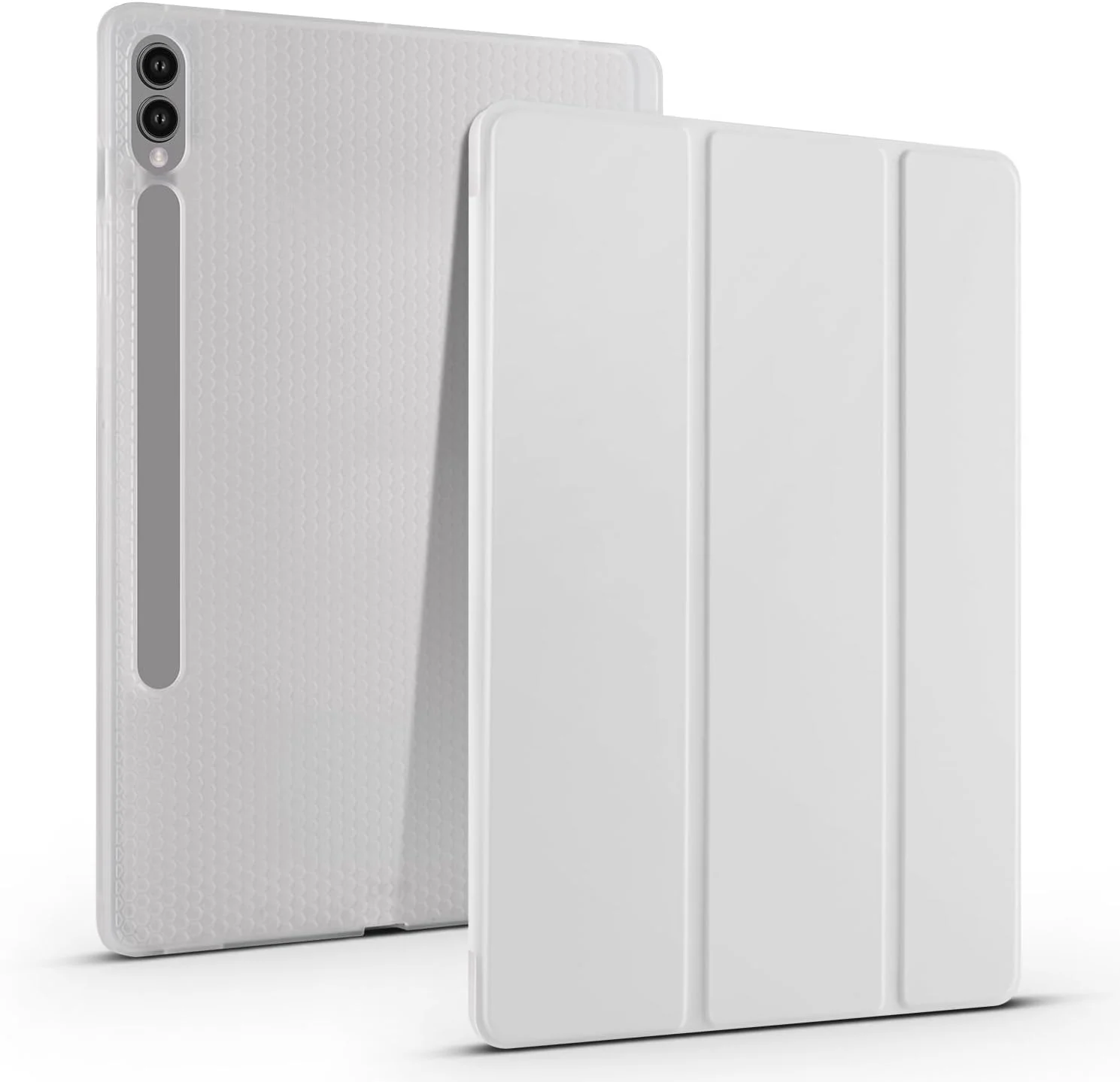 کاور شفاف تبلت سازگار با تبلت سامسونگ گلکسی تب S9 FE Plus SM-X610/X616 12.4 اینچی، کاور باریک TPU با قابلیت بیدار شدن/به خواب رفتن خودکار، کاور محافظ سبک وزن هوشمند با جای مدادی، ضد ضربه. خاکستری