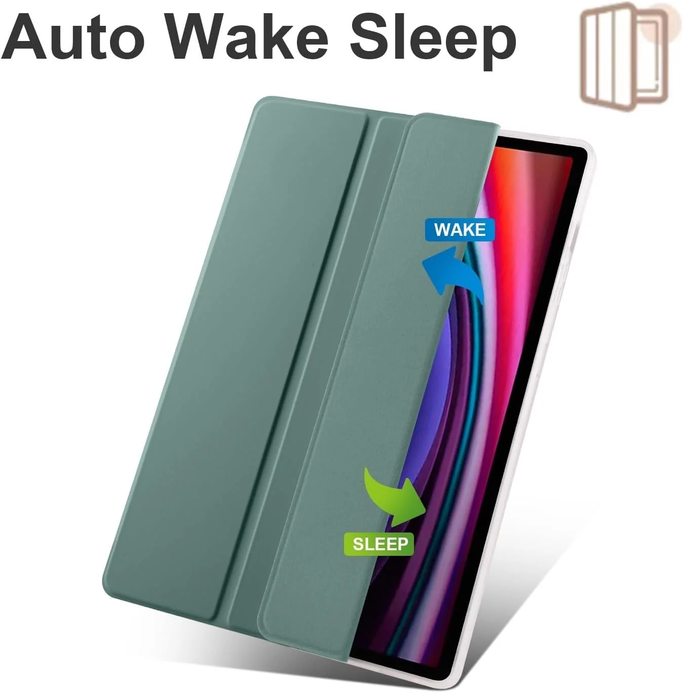 کاور شفاف تبلت سازگار با تبلت سامسونگ گلکسی تب S9 پلاس 12.4 اینچ 2023 مدل X810/X816B/X818U، کاور باریک TPU با قابلیت بیدار/خواب خودکار، کاور محافظ سبک وزن هوشمند با جای قلم، کاور ضد ضربه. سبز