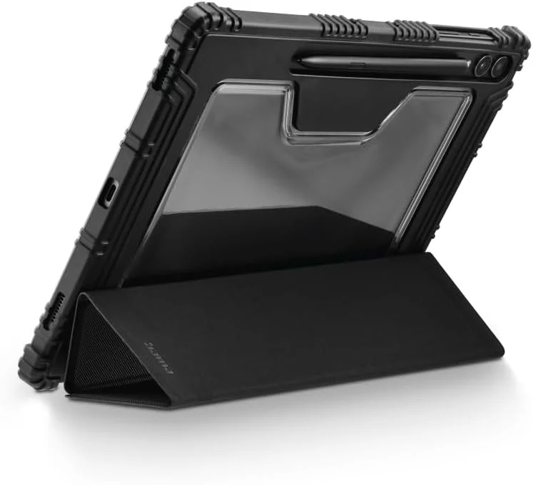 کیف تبلت هاما برای تبلت سامسونگ گلکسی تب S7 FE/S7+/S8+/S9+/S9 FE+ سایز 12.4 اینچ (کیف محافظ مقاوم با استند تبلت تاشو، کیف تبلت با محافظت در برابر ضربه، محافظت در برابر تکان ها، جای قلم) مشکی