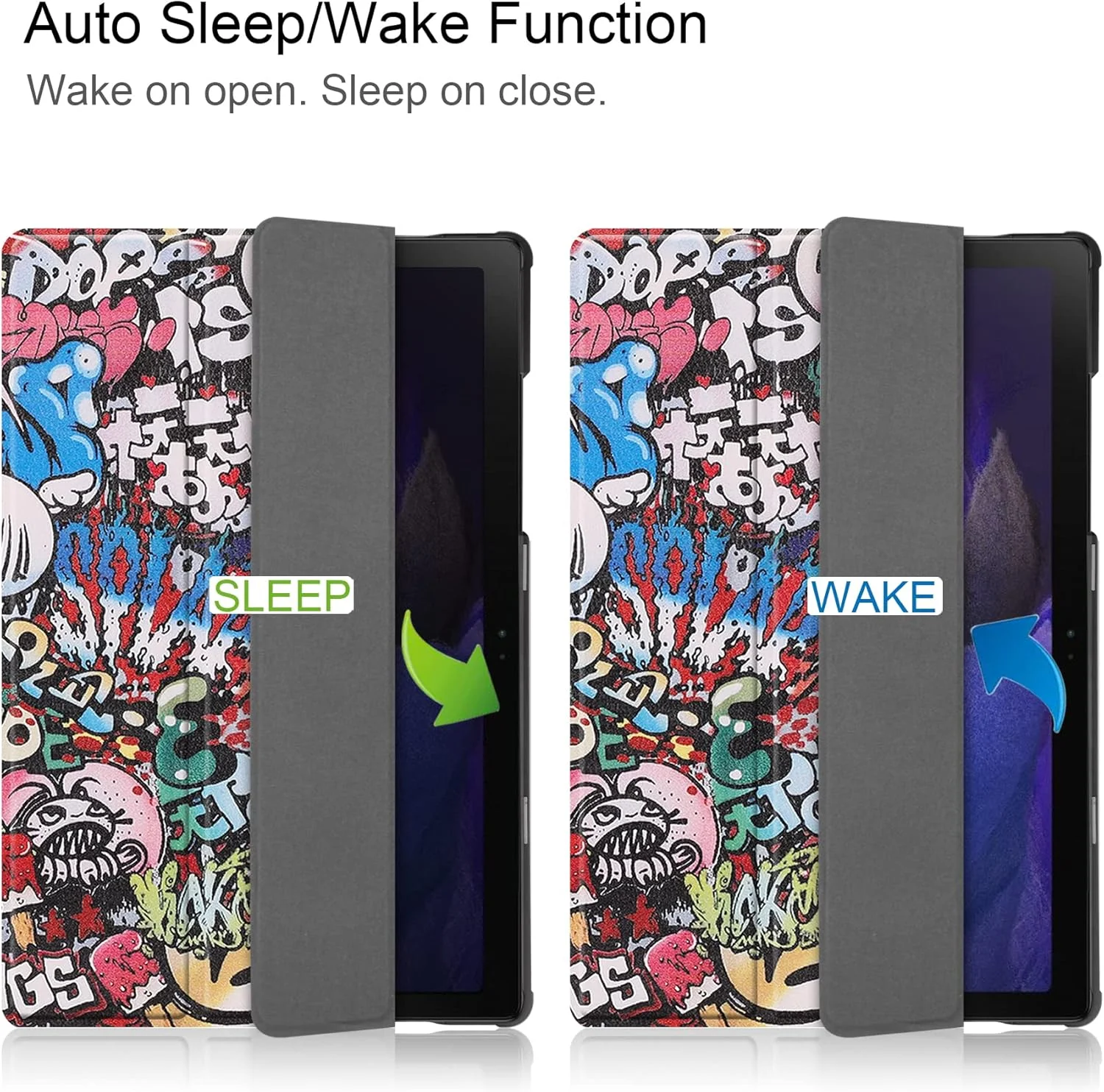 کیف تبلت RanTuo برای Samsung Galaxy Tab A8 10.5 2021، چرم PU، سبک و نازک، ضد آب، ضد گرد و غبار، محافظ ضد افتادن برای Samsung Galaxy Tab A8 10.5 2021. (گرافیتی)