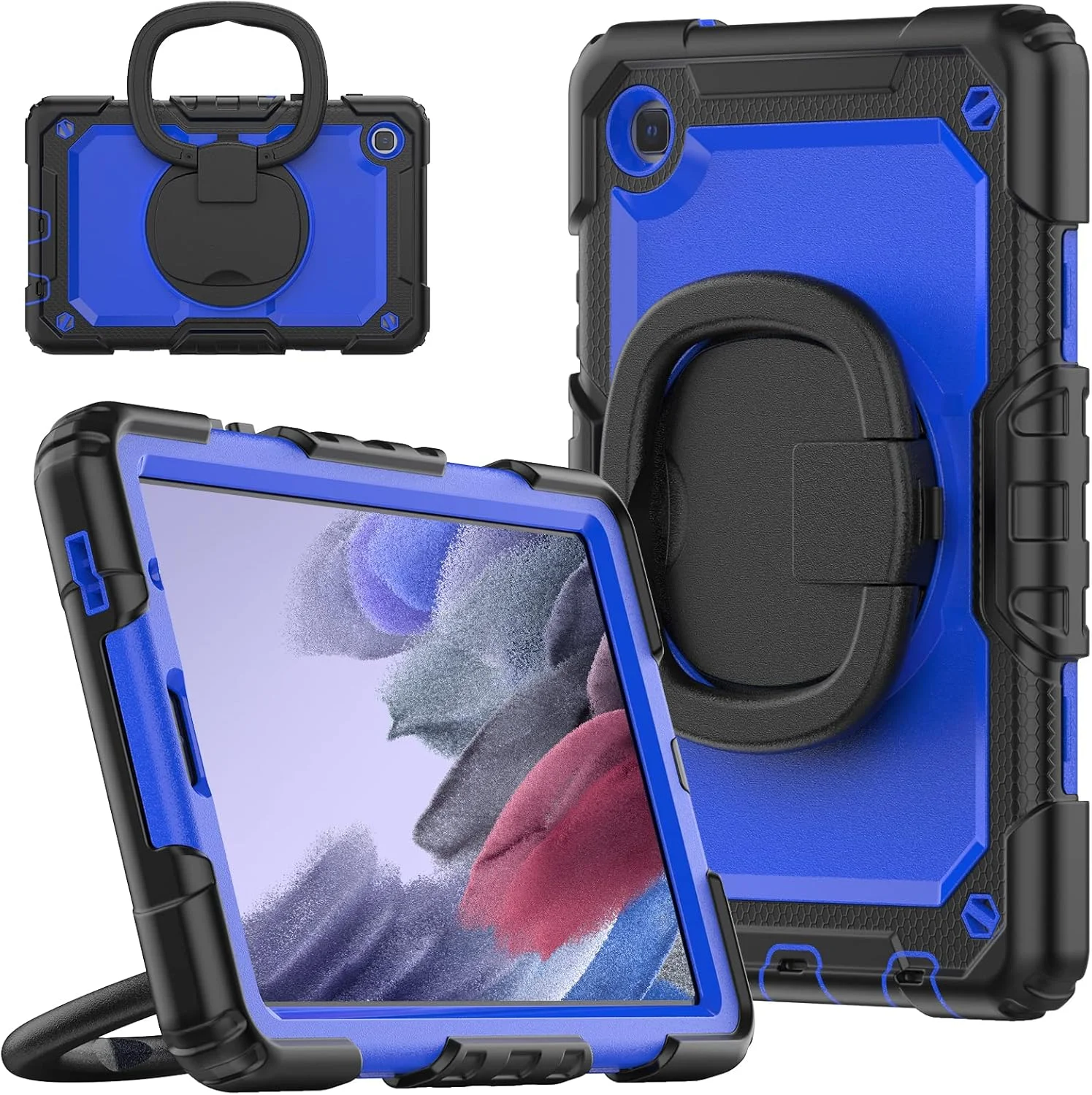 کیف محافظ تبلت مقاوم Nincyee برای Samsung Galaxy Tab A7 lite 8.7 اینچ، کاور سیلیکونی ضد ضربه 3 در 1 با جای مداد، بند شانه، پایه تاشو نامرئی