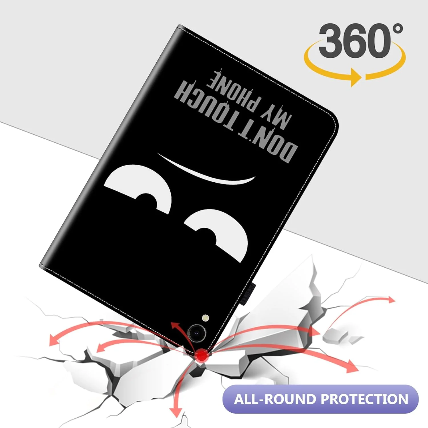 کاور محافظ تبلت Dteck Galaxy Tab S9/S9 FE 2023، کاور تبلت Samsung Tab S8 2022 و S7 2020، کاور چرمی PU ممتاز مقاوم در برابر ضربه با پایه تاشو، دارای جای قلم S و کش محافظ الاستیک، کاور محافظ TPU نرم تبلت، Don't Touch