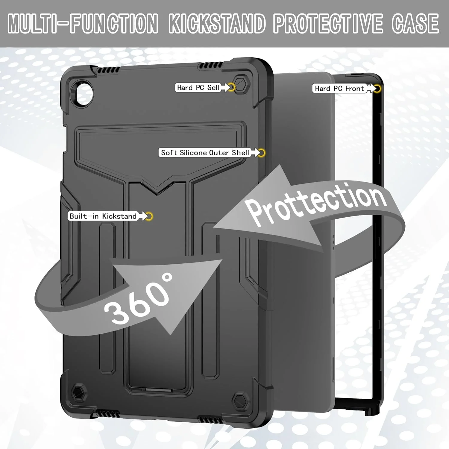 کیف مسافرتی تبلت سازگار با تبلت سامسونگ گلکسی تب A9 پلاس SM-X210/X216/X218 11 اینچی با پایه، کیف سه لایه هیبریدی فول بادی، کیف مقاوم در برابر ضربه و سقوط