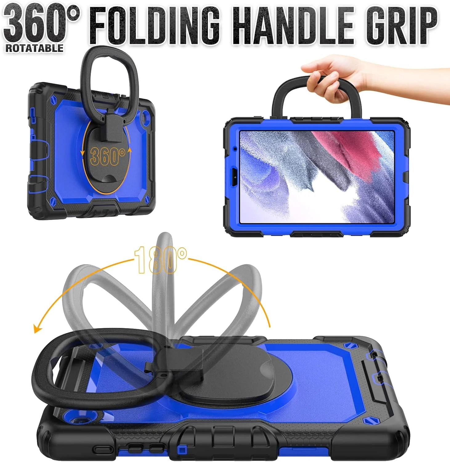 کیف محافظ تبلت مقاوم Nincyee برای Samsung Galaxy Tab A7 lite 8.7 اینچ، کاور سیلیکونی ضد ضربه 3 در 1 با جای مداد، بند شانه، پایه تاشو نامرئی