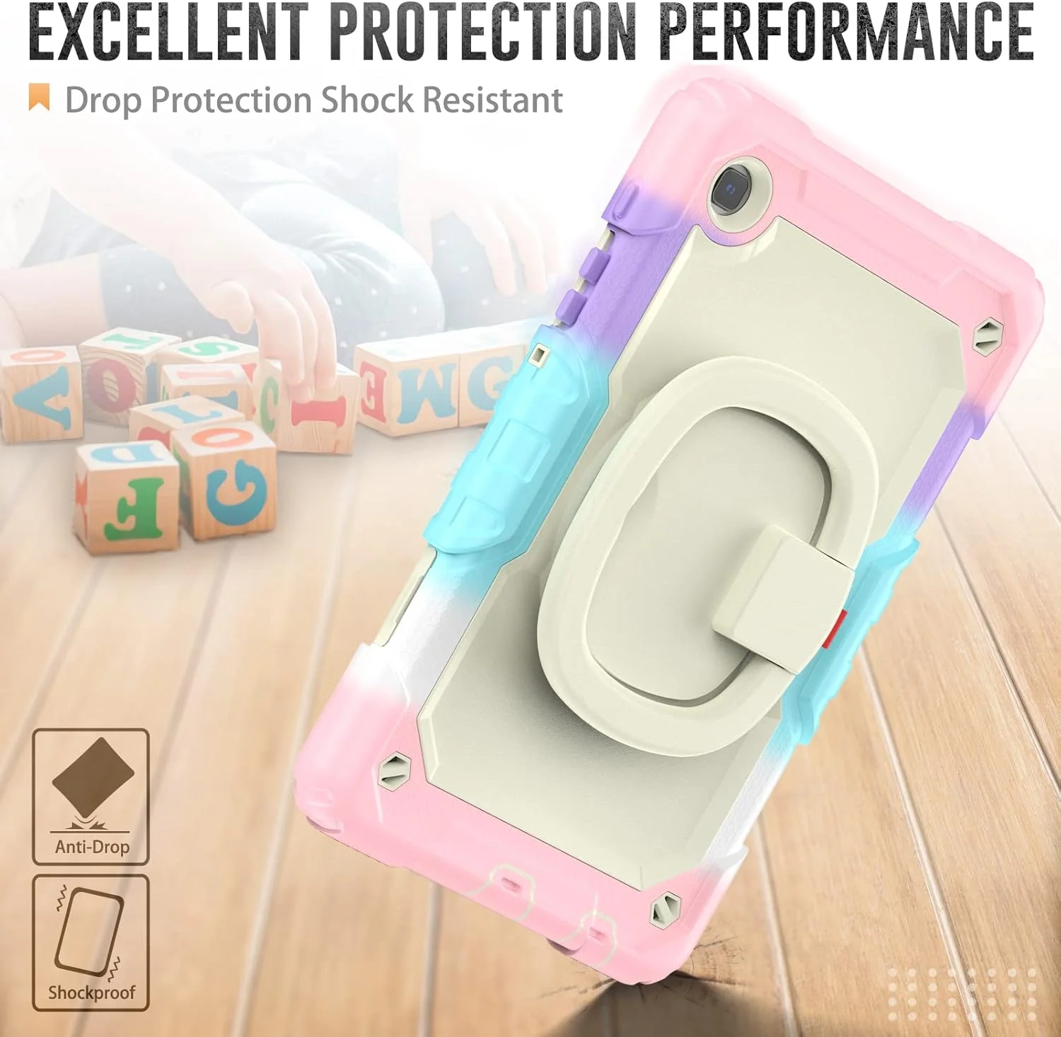 کیف محافظ تبلت مقاوم Nincyee برای Samsung Galaxy Tab A7 lite 8.7 اینچ، کاور سیلیکونی ضد ضربه 3 در 1 با نگهدارنده مداد، بند شانه، پایه تاشو نامرئی