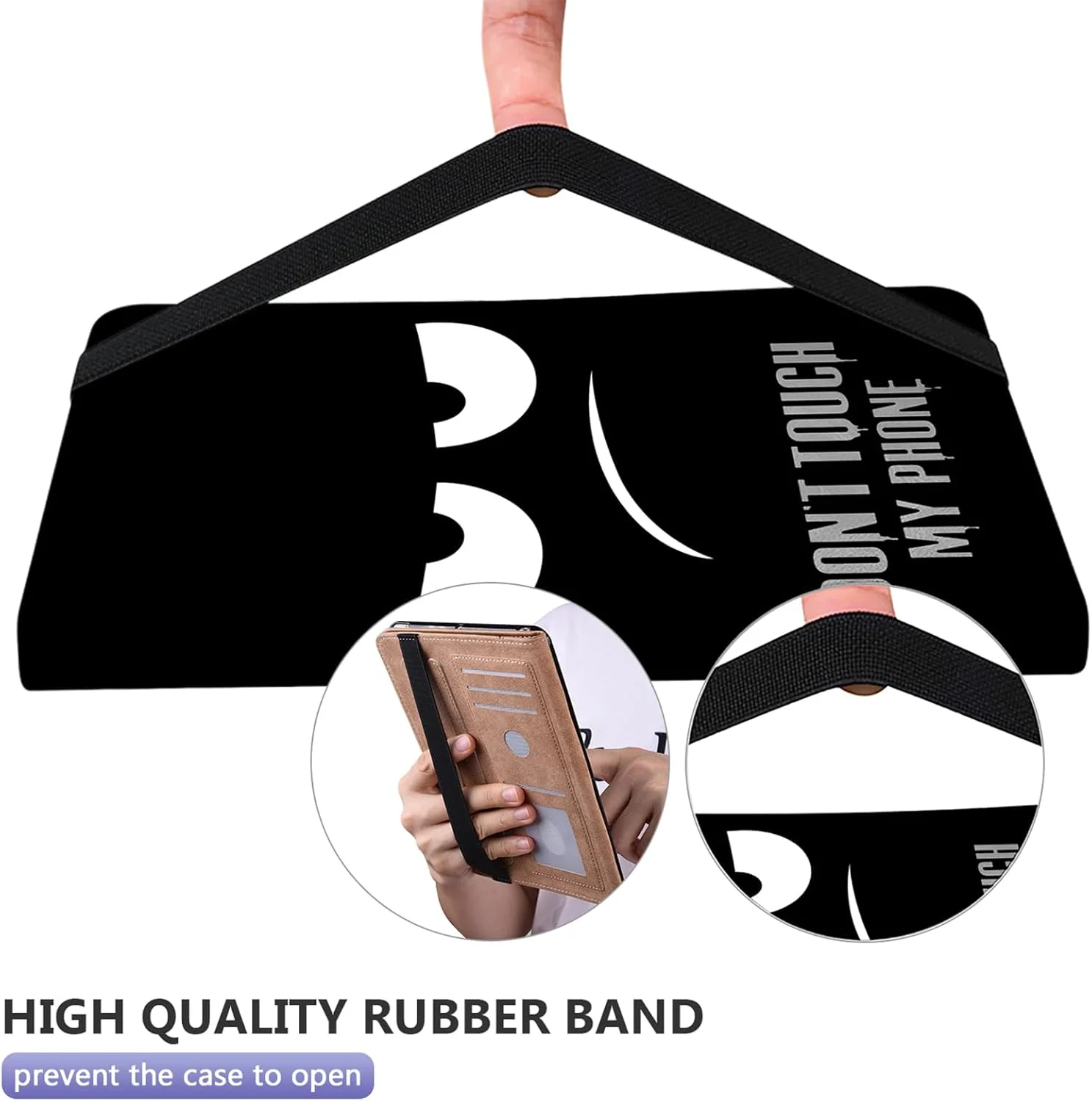 کاور محافظ تبلت Dteck Galaxy Tab S9/S9 FE 2023، کاور تبلت Samsung Tab S8 2022 و S7 2020، کاور چرمی PU ممتاز مقاوم در برابر ضربه با پایه تاشو، دارای جای قلم S و کش محافظ الاستیک، کاور محافظ TPU نرم تبلت، Don't Touch