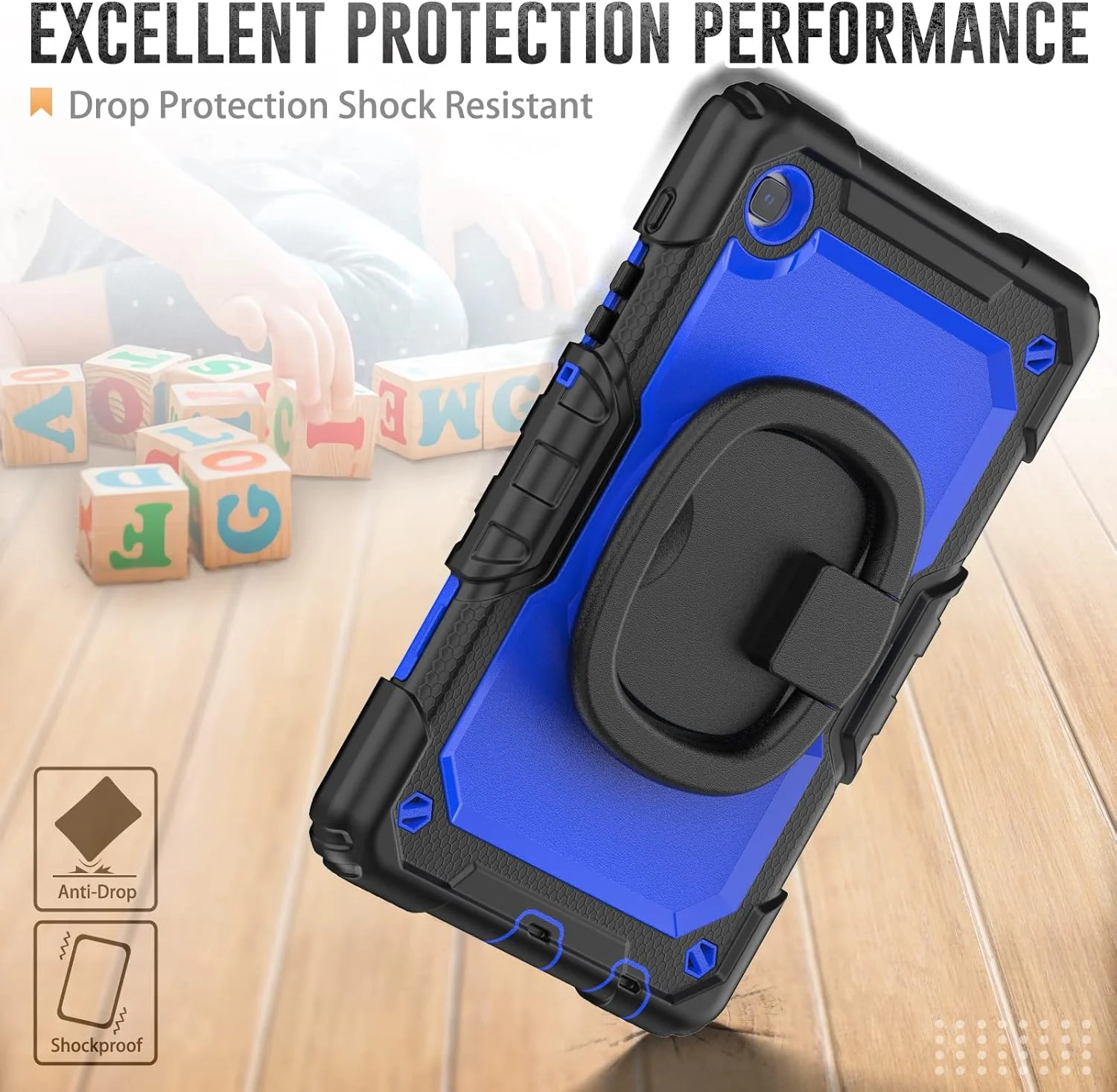 کیف محافظ تبلت مقاوم Nincyee برای Samsung Galaxy Tab A7 lite 8.7 اینچ، کاور سیلیکونی ضد ضربه 3 در 1 با جای مداد، بند شانه، پایه تاشو نامرئی