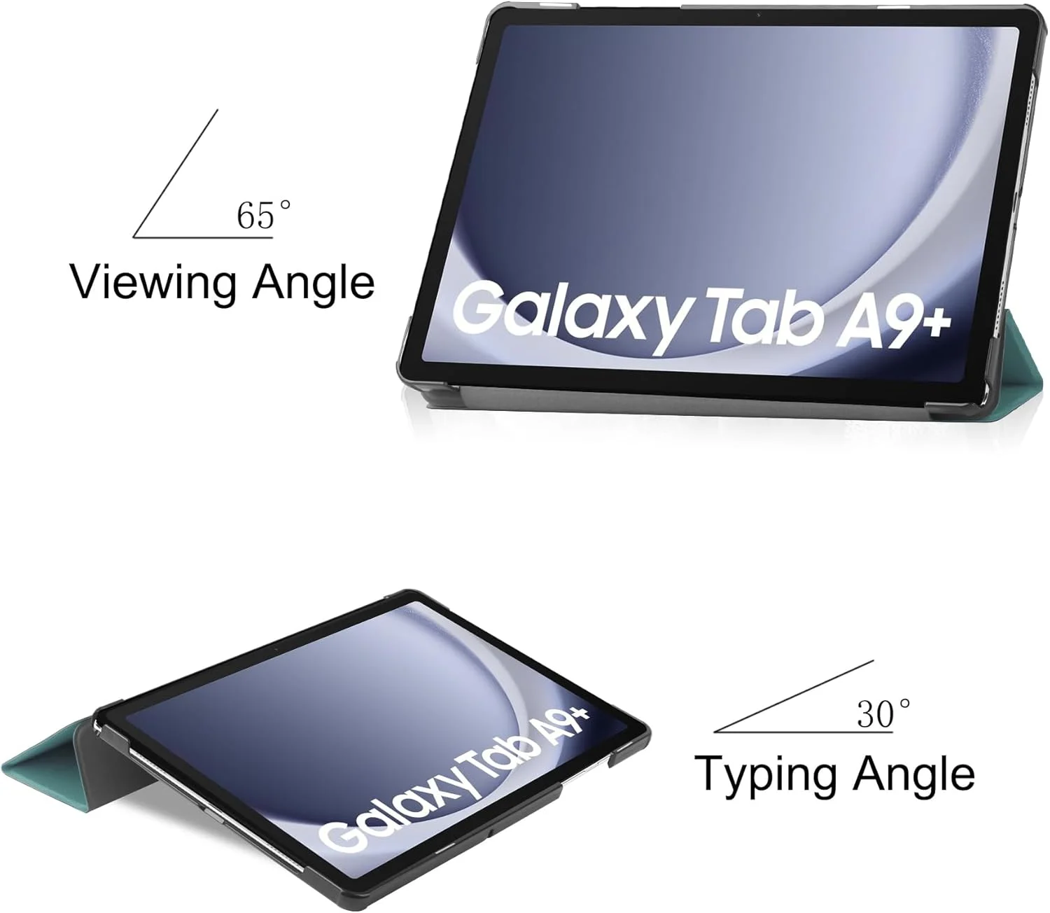کیف تبلت RanTuo برای سامسونگ گلکسی تب A9 پلاس، چرم PU، سبک و نازک، ضد آب، ضد گرد و غبار، محافظ ضد افتادن برای سامسونگ گلکسی تب A9 پلاس. (سبز تیره)