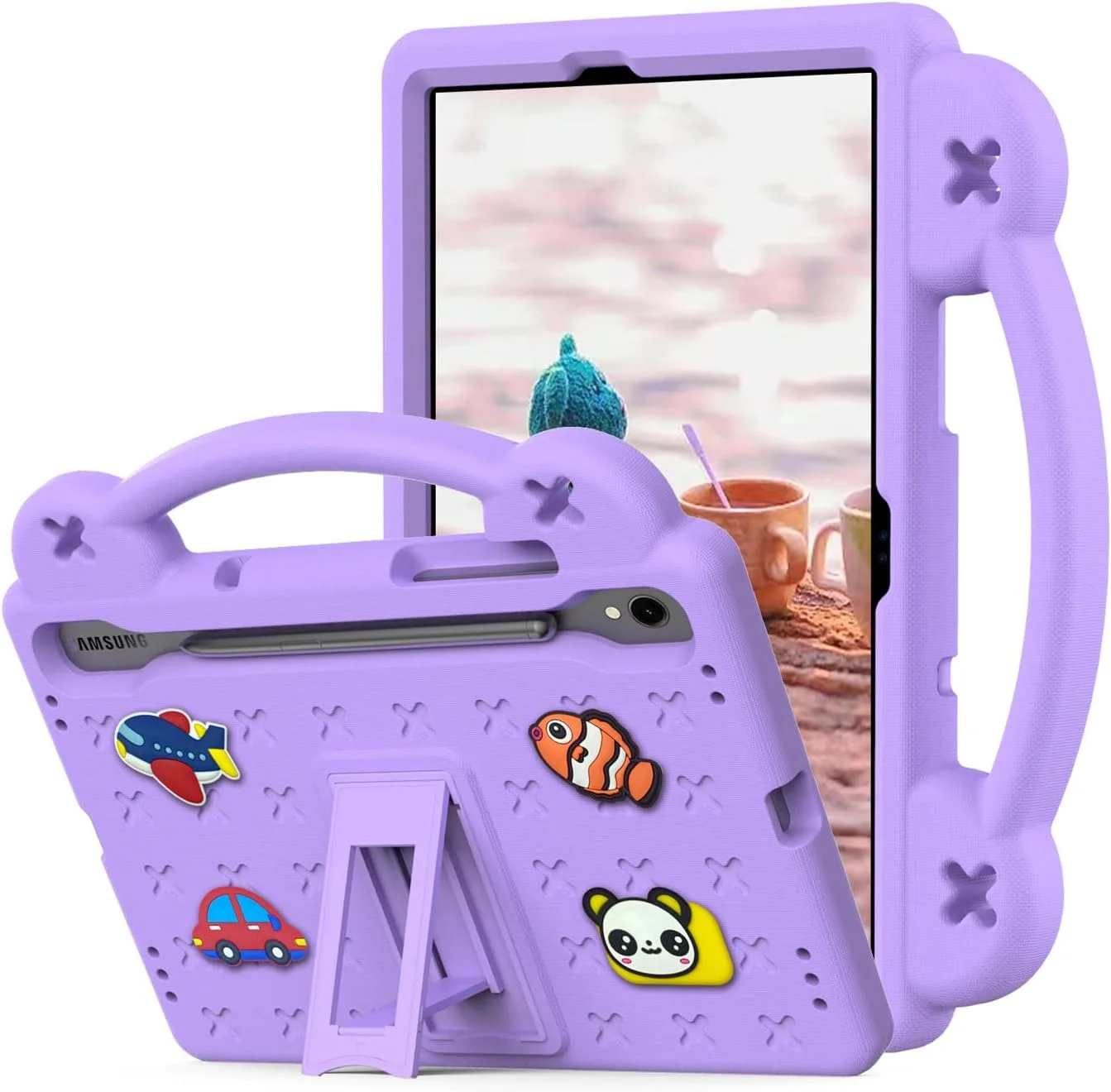 کیف تبلت کودکانه nincyee برای Samsung Galaxy Tab S7 11 اینچ 2020 SM-T870/T875، روکش مقاوم در برابر ضربه EVA با پایه تاشو، کیف کارتونی خرس کوچولو با بند شانه برای کودکان