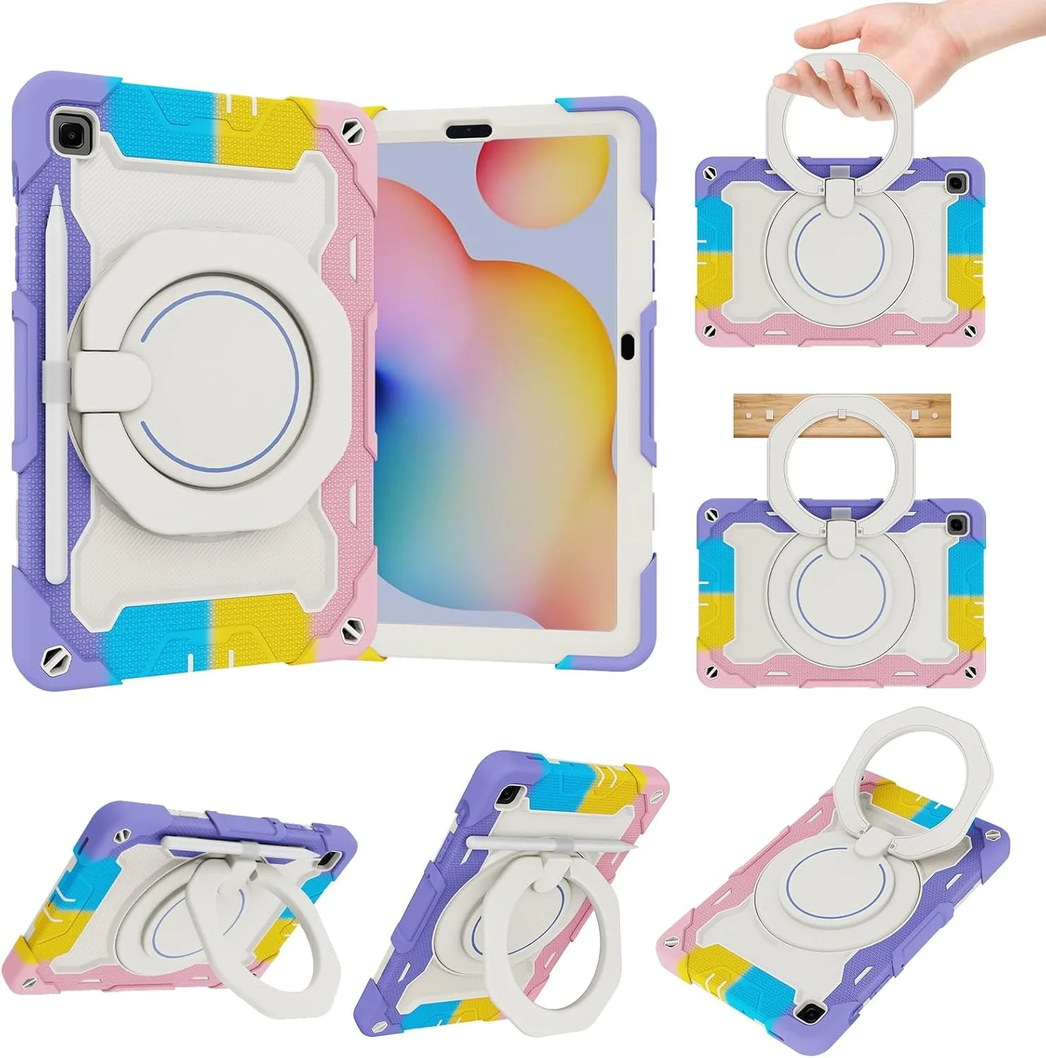 کیف مسافرتی تبلت سازگار با تبلت سامسونگ گلکسی تب S6 لایت 10.4 اینچ P610/P613/P615/P619 (2020/2022) با جای قلم، کیف محافظ ناهموار با دسته چرخان و