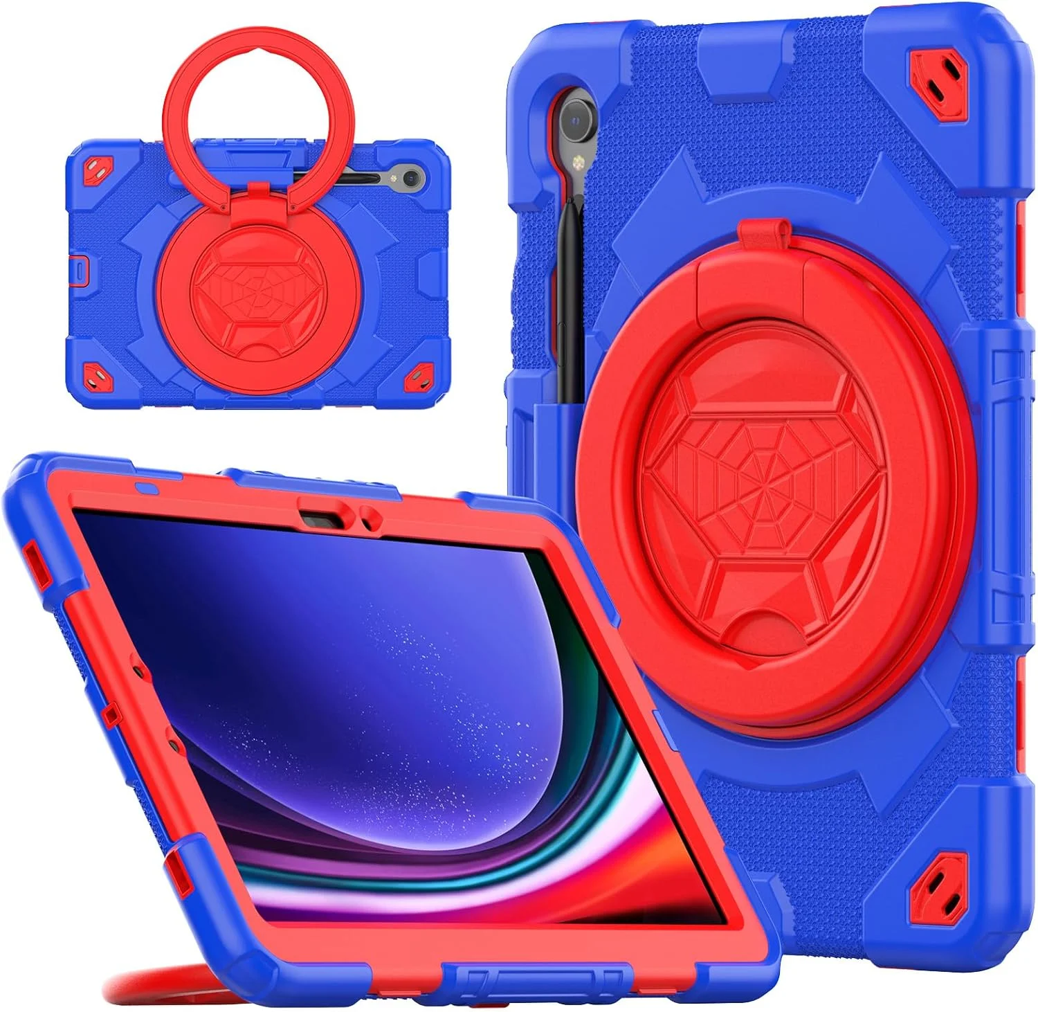 کیف تبلت nincyee برای Samsung Galaxy Tab S9 11 اینچ / S9 FE 10.9 اینچ، کیف سیلیکونی رنگین کمانی مقاوم در برابر ضربه برای کودکان با نگهدارنده مداد، بند شانه، پایه چرخشی 360 درجه و پایه تاشو