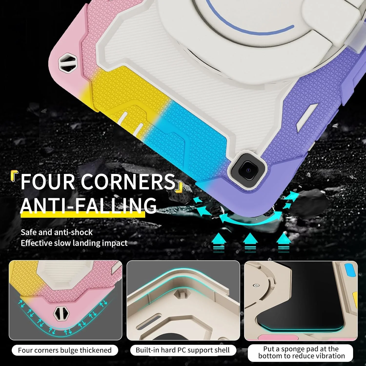 کیف مسافرتی تبلت سازگار با تبلت سامسونگ گلکسی تب S6 لایت 10.4 اینچ P610/P613/P615/P619 (2020/2022) با جای قلم، کیف محافظ ناهموار با دسته چرخان و