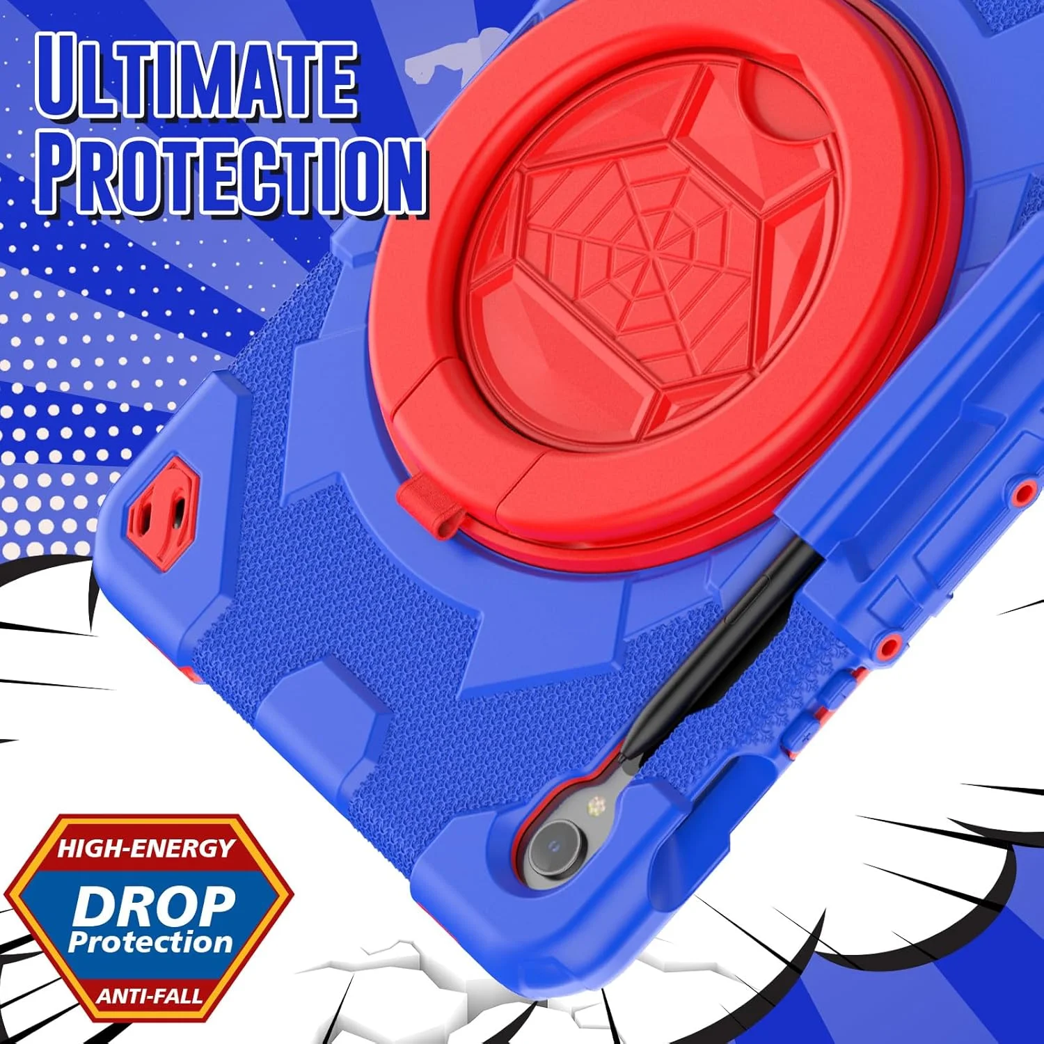 کیف تبلت nincyee برای Samsung Galaxy Tab S9 11 اینچ / S9 FE 10.9 اینچ، کیف سیلیکونی رنگین کمانی مقاوم در برابر ضربه برای کودکان با نگهدارنده مداد، بند شانه، پایه چرخشی 360 درجه و پایه تاشو