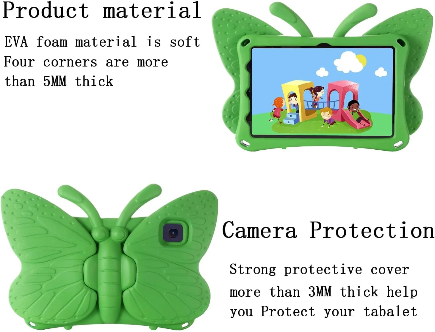 کیف تبلت کودکانه nincyee برای Samsung Galaxy Tab A7 10.4 اینچ 2020/2022 مدل T505/T509، کاور مقاوم در برابر ضربه EVA با جای مداد، پایه تاشو، کیف کارتونی طرح پروانه ای برای کودکان