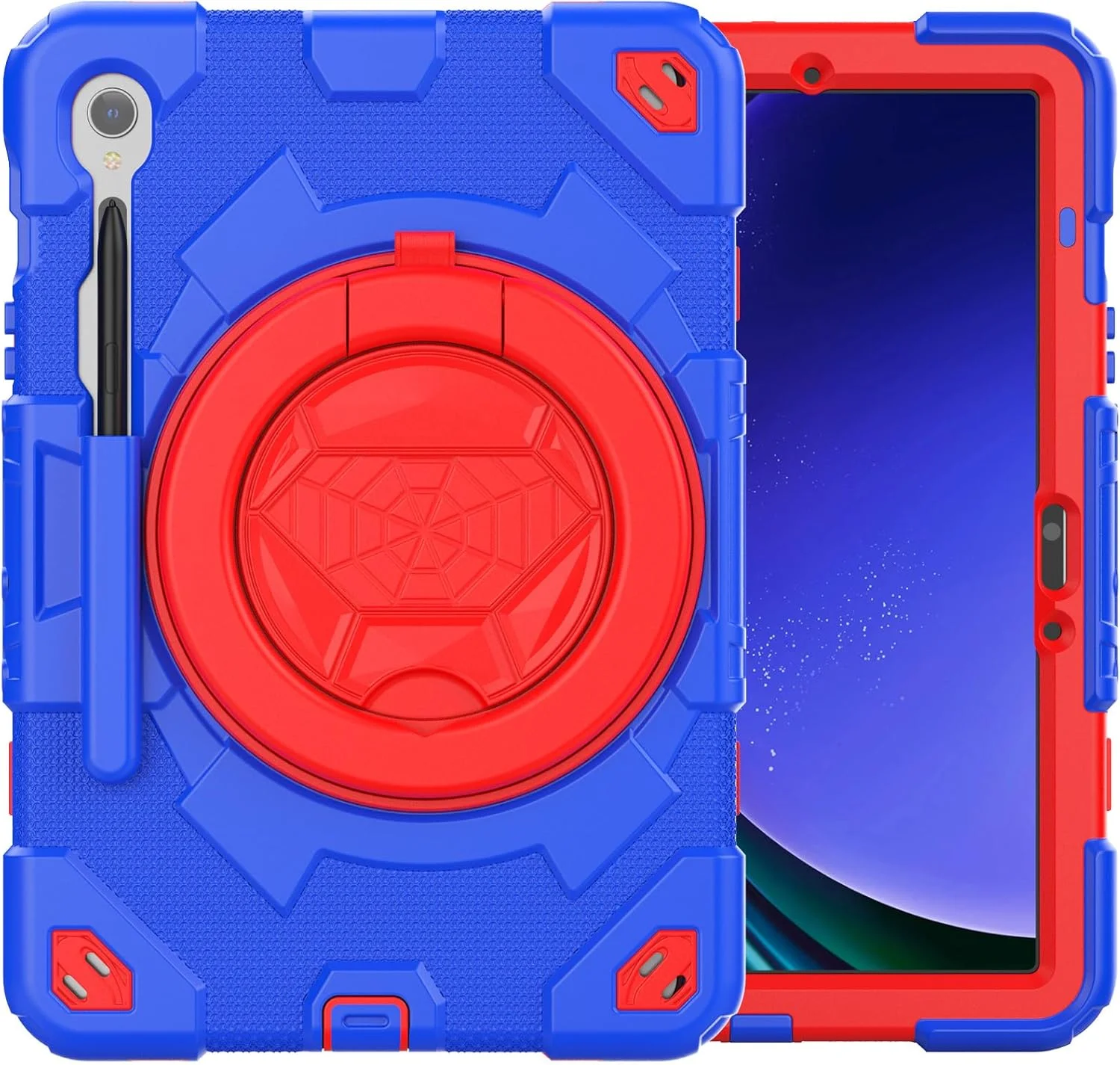 کیف تبلت nincyee برای Samsung Galaxy Tab S10 FE 10.9 اینچ، کیف سیلیکونی رنگین کمانی مقاوم در برابر ضربه برای کودکان با نگهدارنده مداد، بند شانه، پایه چرخشی 360 درجه و پایه تاشو