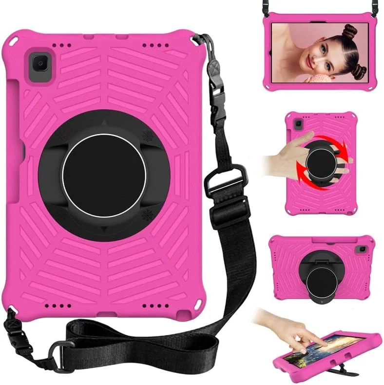 کیف تبلت Nikaque مناسب برای تبلت سامسونگ گلکسی تب S6 Lite 10.4 اینچ 2024 2022 2020 (SM-P620/P625)، مناسب کودکان، فوم EVA با طرح تار عنکبوت، دارای پایه و بند شانه، رز