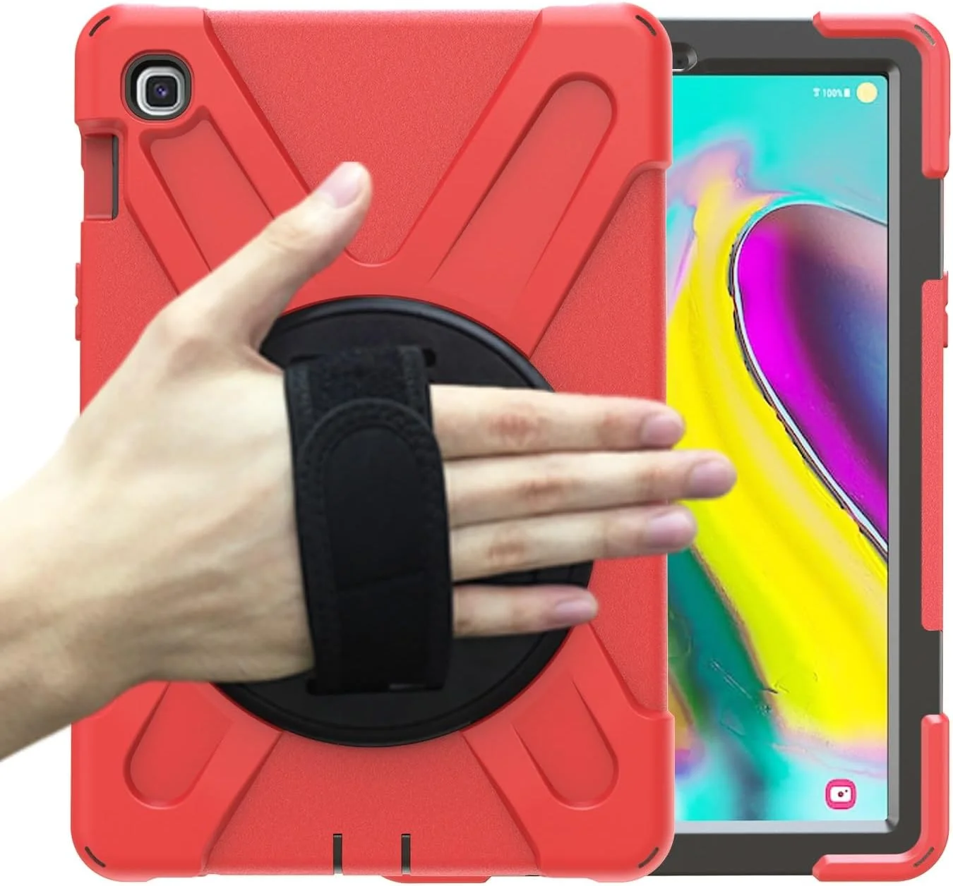 کیف تبلت مسافرتی سازگار با Samsung Galaxy Tab S5e 10.5 2019 T720 T725 T727، کیف محافظ مقاوم در برابر ضربه با بند شانه ای، کیف سیلیکونی محافظ کودکانه