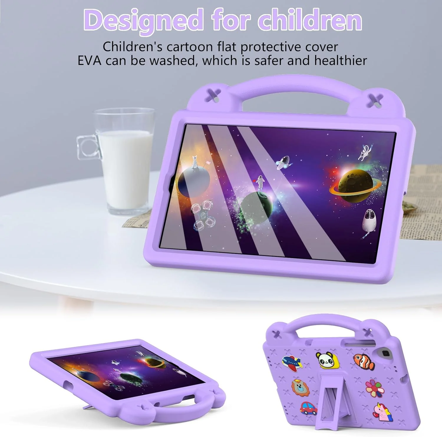 کیف تبلت کودکانه nincyee برای Samsung Galaxy Tab A 10.1 اینچ 2019 SM-T510/T515، کاور مقاوم در برابر ضربه EVA با پایه تاشو، کیف کارتونی خرس کوچولو با بند شانه برای کودکان