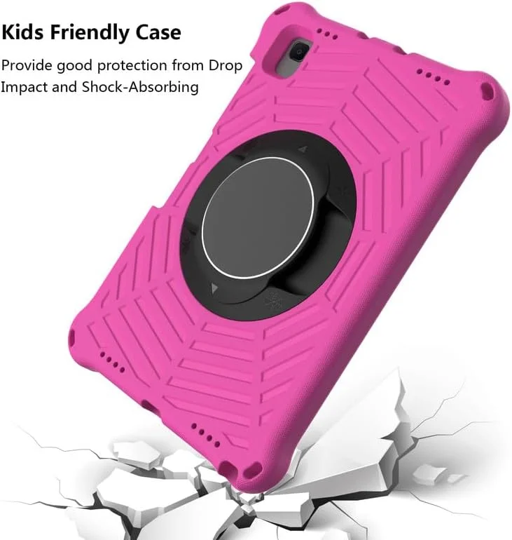 کیف تبلت Nikaque مناسب برای تبلت سامسونگ گلکسی تب S6 Lite 10.4 اینچ 2024 2022 2020 (SM-P620/P625)، مناسب کودکان، فوم EVA با طرح تار عنکبوت، دارای پایه و بند شانه، رز