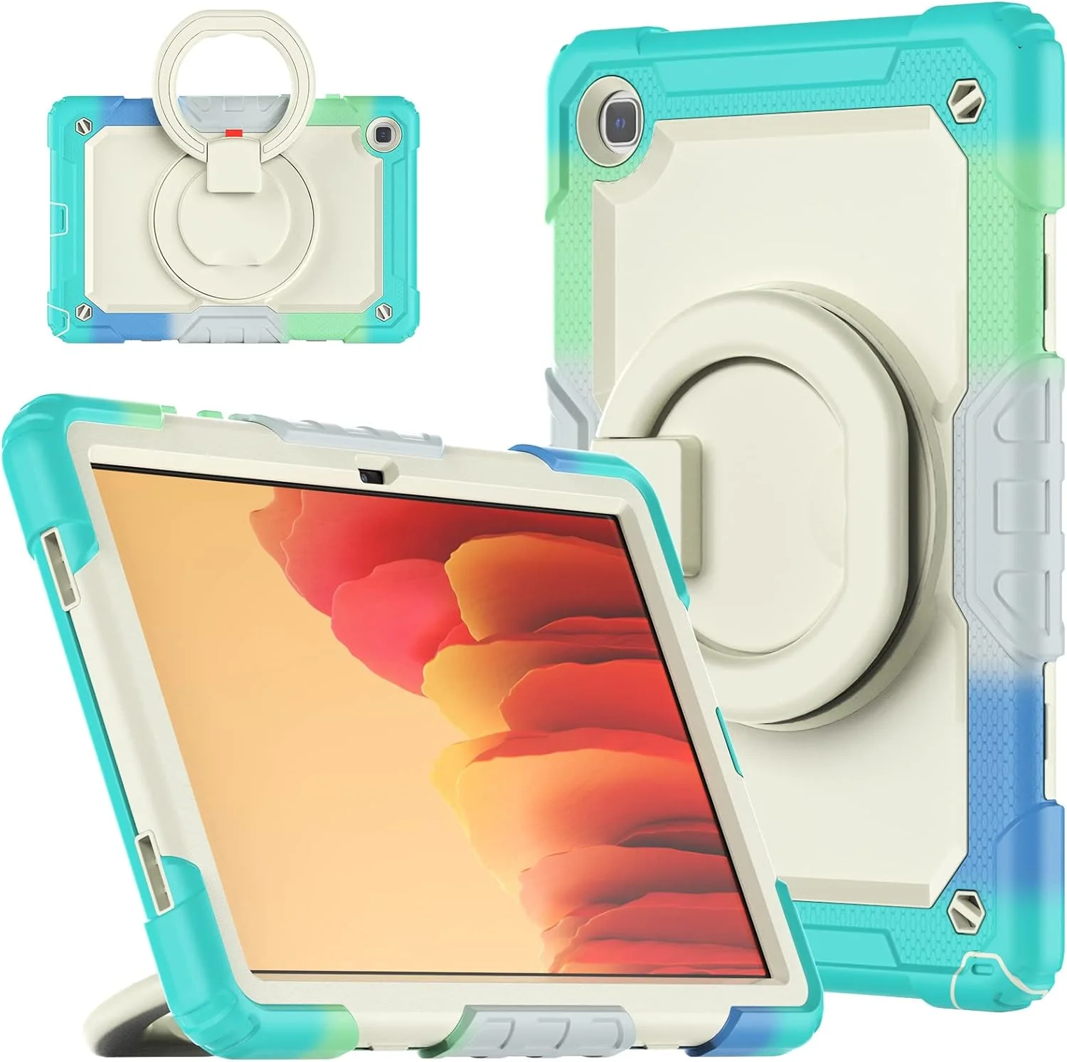 کیف محافظ تبلت سنگین نینسی برای سامسونگ گلکسی تب A7 10.4 اینچ، کاور سیلیکونی ضد ضربه 3 در 1 با نگهدارنده مداد، بند شانه، پایه تاشو نامرئی