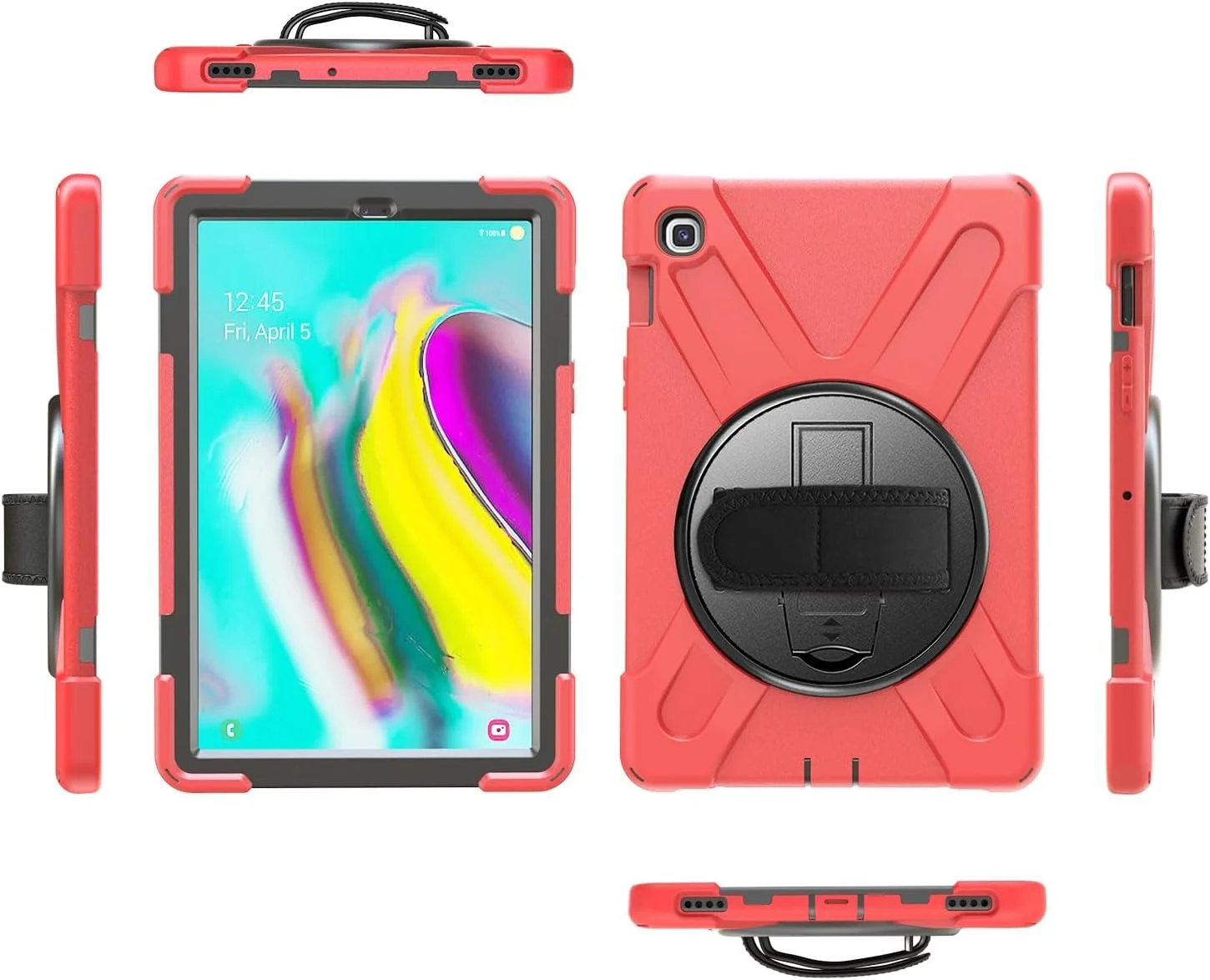 کیف تبلت مسافرتی سازگار با Samsung Galaxy Tab S5e 10.5 2019 T720 T725 T727، کیف محافظ مقاوم در برابر ضربه با بند شانه ای، کیف سیلیکونی محافظ کودکانه