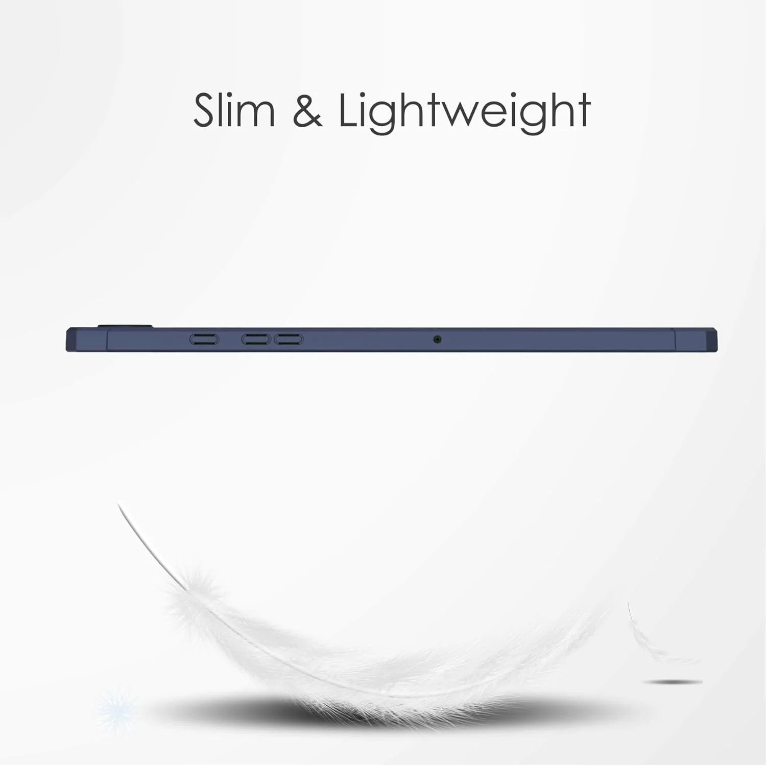 کاور هوشمند تبلت سه تایی سازگار با Samsung Galaxy Tab A8 10.5" 2021 (SM-X200/X205)، کاور پشتی شفاف باریک TPU با پایه و جای مدادی، ضد ضربه، قابلیت بیدار و خواب خودکار. آبی تیره